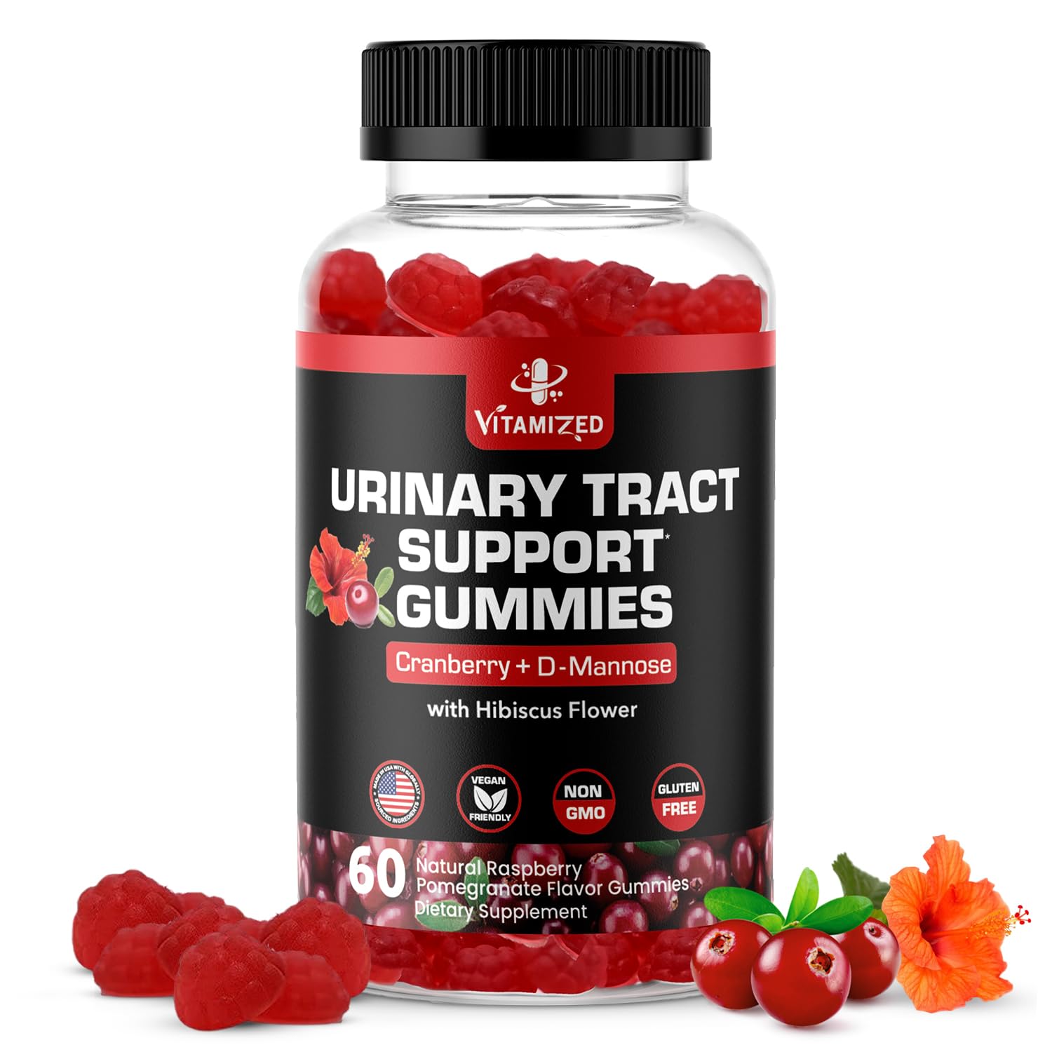 Gomitas Vitamized de arándano y D‑mannosa en bote, conveniente cuidado urinario.