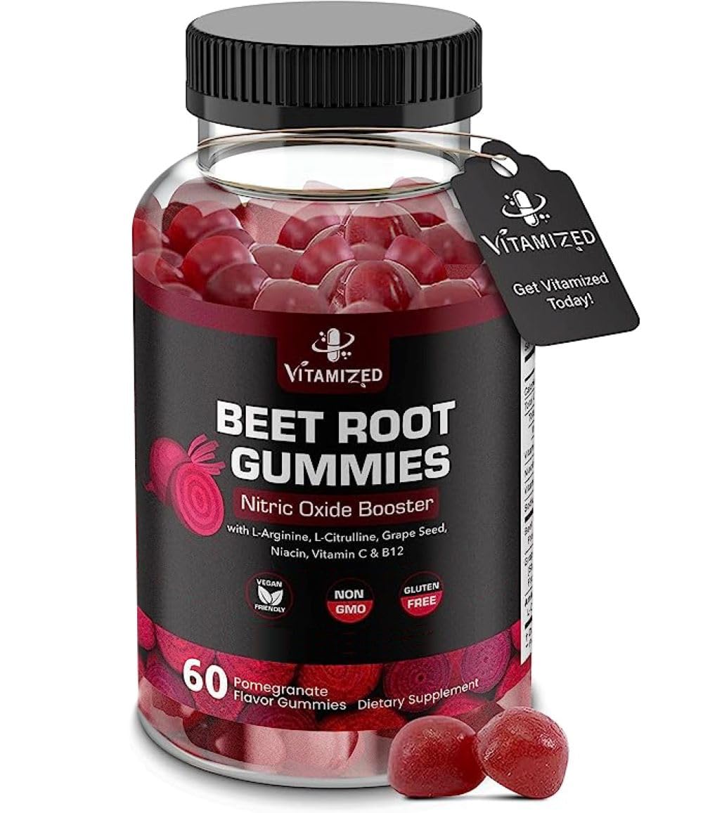 Gomitas de remolacha VITAMIZED en envase práctico para uso diario