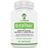 VitaMonk GlycoTrax muestra la botella de 60 cápsulas lista para uso diario