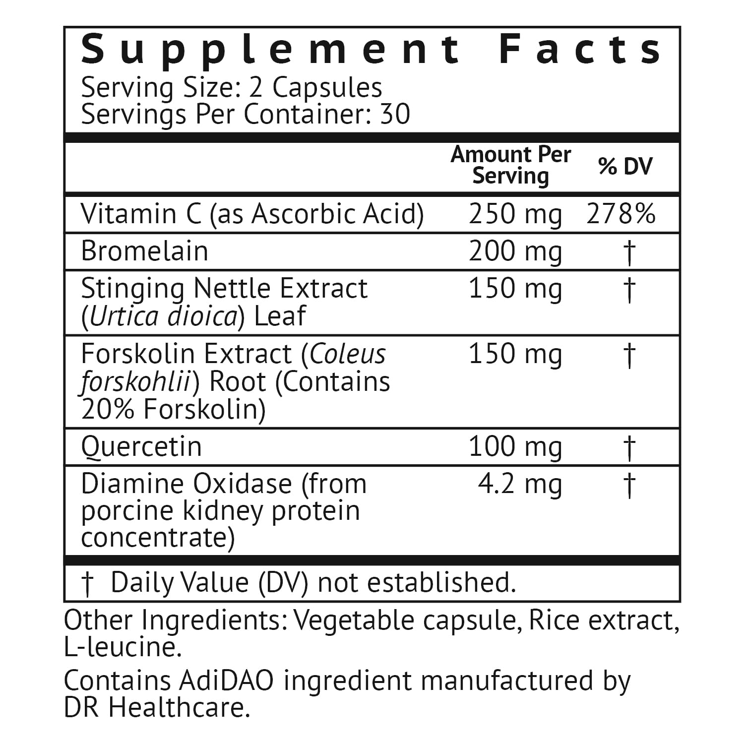 VitaMonk HistaResist botella DAO, soporte digestivo diario