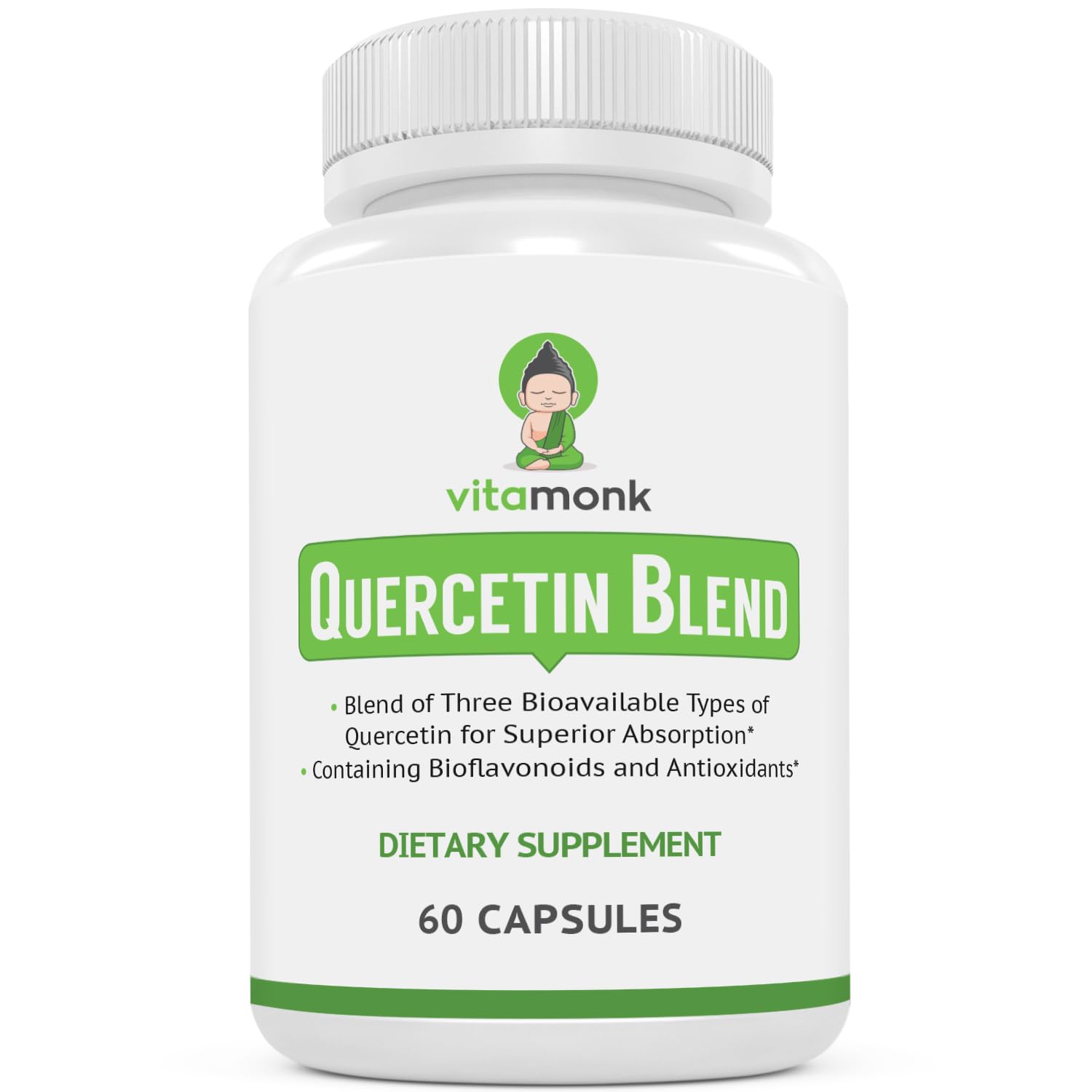 VitaMonk Quercetina Complejo, botella con cápsulas, posible apoyo al sistema inmune.
