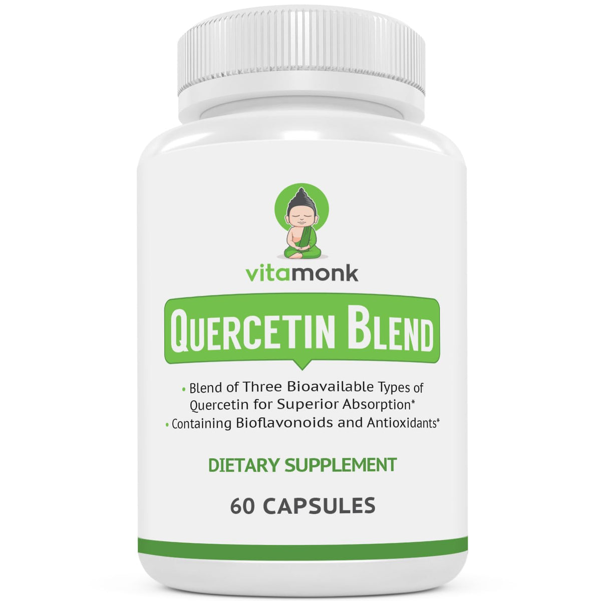 VitaMonk Quercetina Complejo, botella con cápsulas, posible apoyo al sistema inmune.