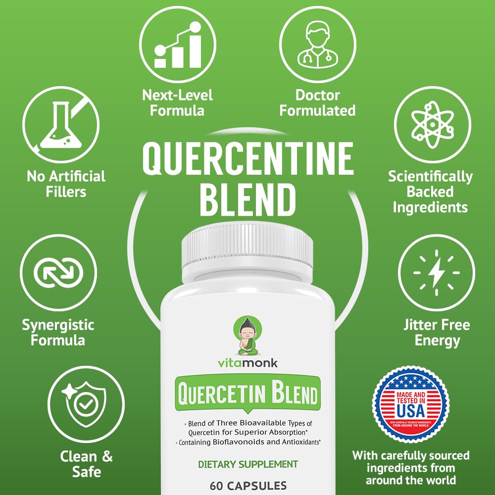VitaMonk Quercetina Complejo, bromelina incluida, posible apoyo digestivo.