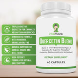 VitaMonk Quercetina Complejo, cápsulas vegetales, uso diario para apoyo potencial del sistema inmune.