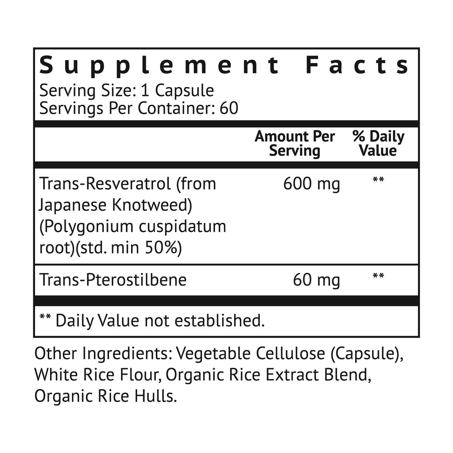 VitaMonk Resveratrol con Pterostilbeno, cápsulas visibles dentro del envase para uso diario