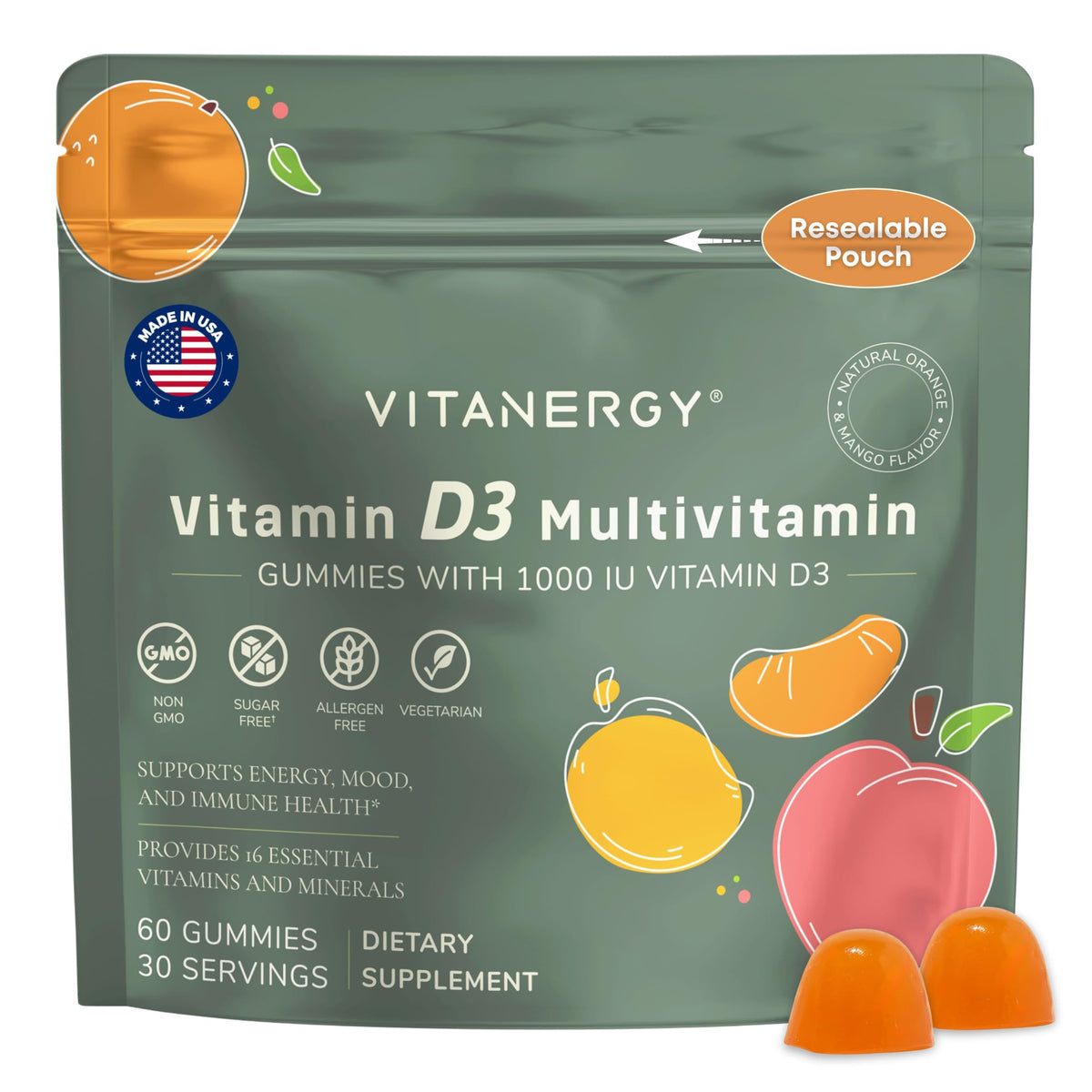 Gomitas Vitanergy para mujeres en bolsa portátil, consumo diario de nutrientes