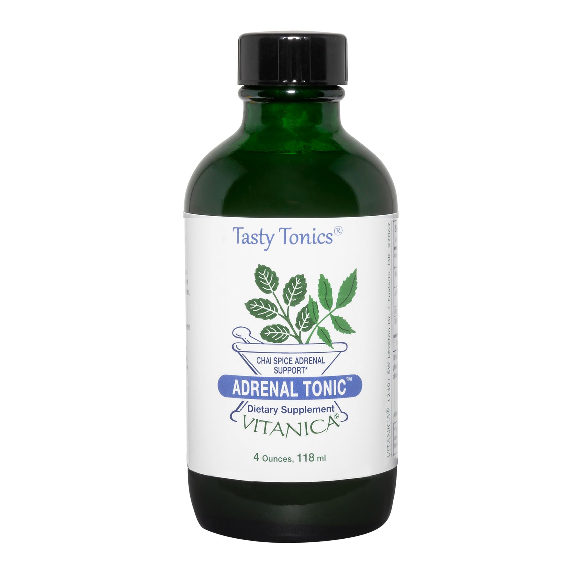 Vitanica Adrenal Tónico en botella con sabor chai para energía diaria