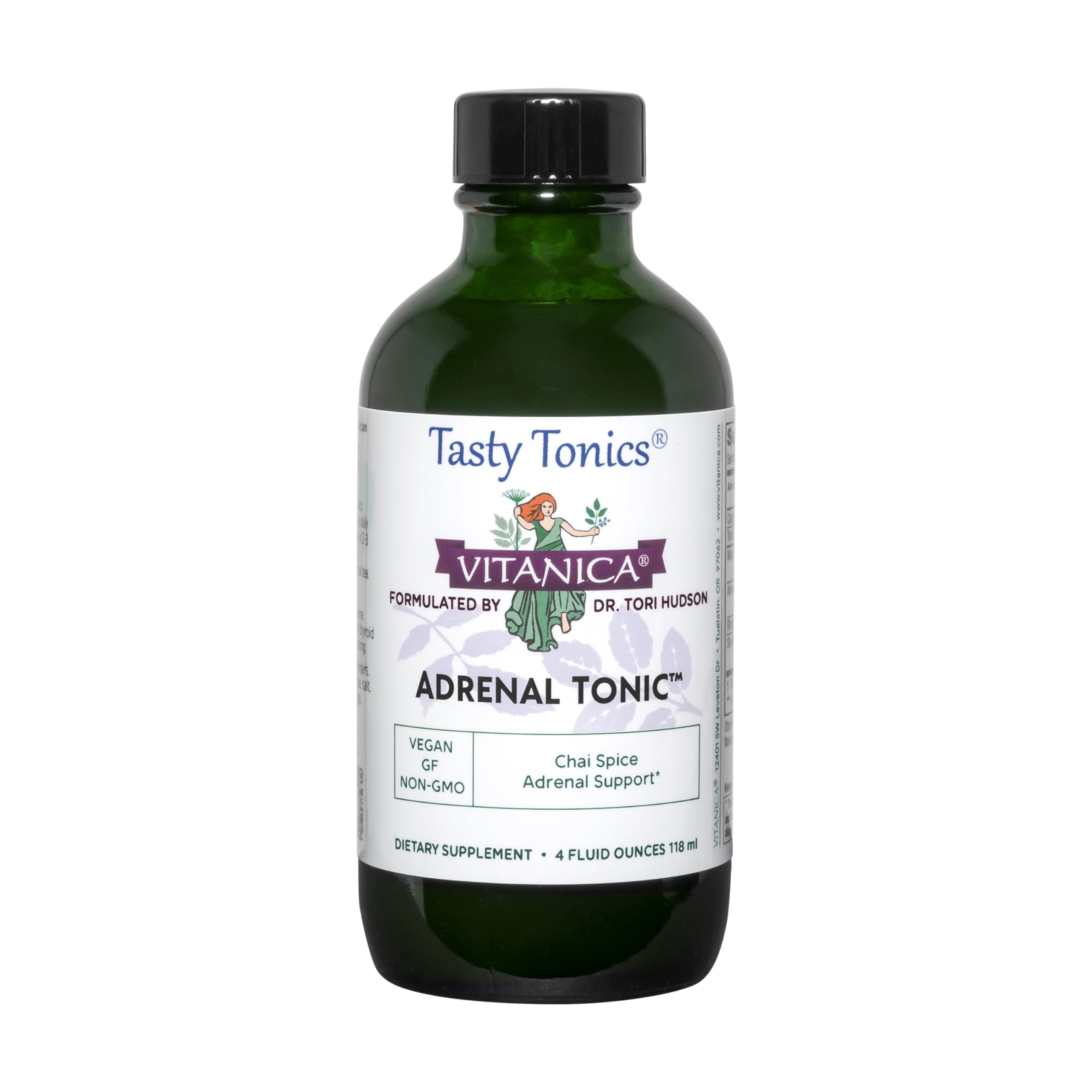 Vitanica Adrenal Tonic en botella, apoyo a la vitalidad diaria.