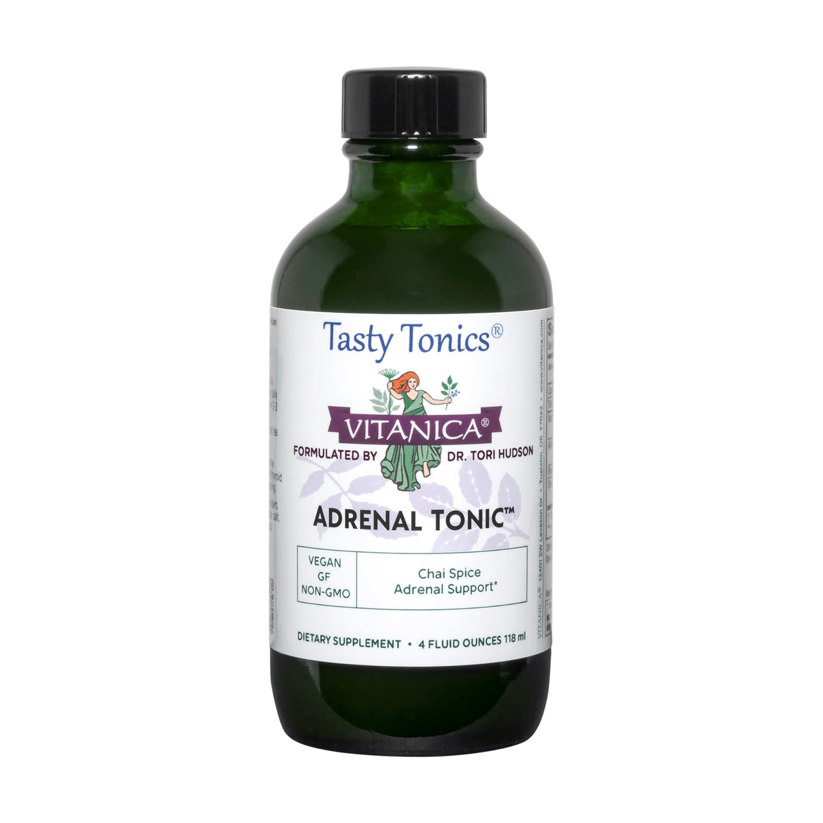 Vitanica Adrenal Tonic en botella, apoyo a la vitalidad diaria.
