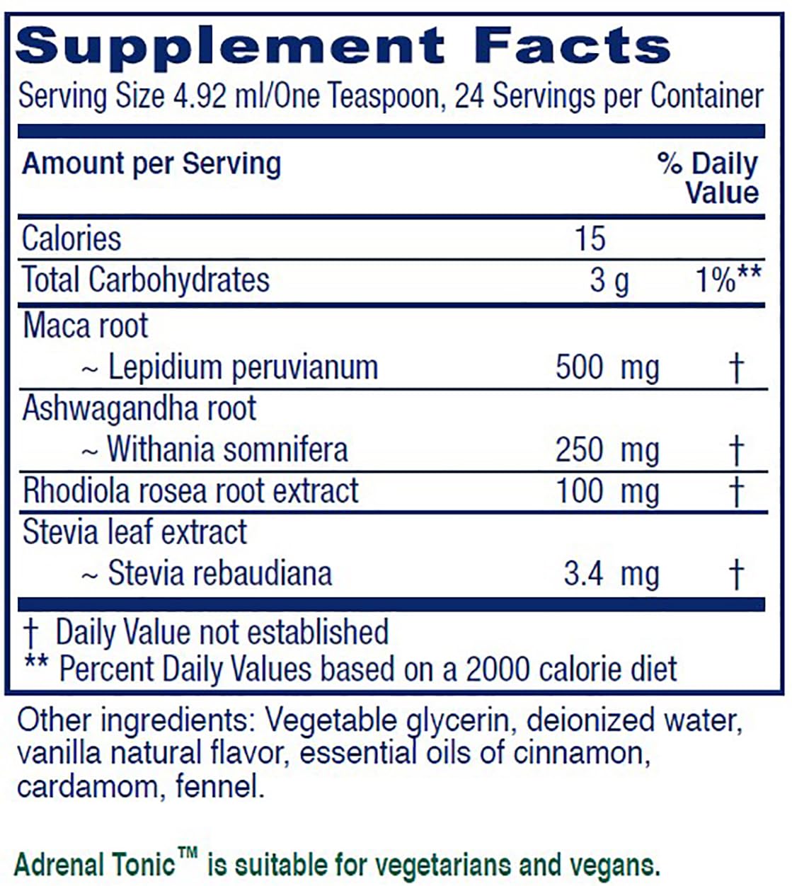 Mezcla de maca y ashwagandha en Adrenal Tónico de Vitanica