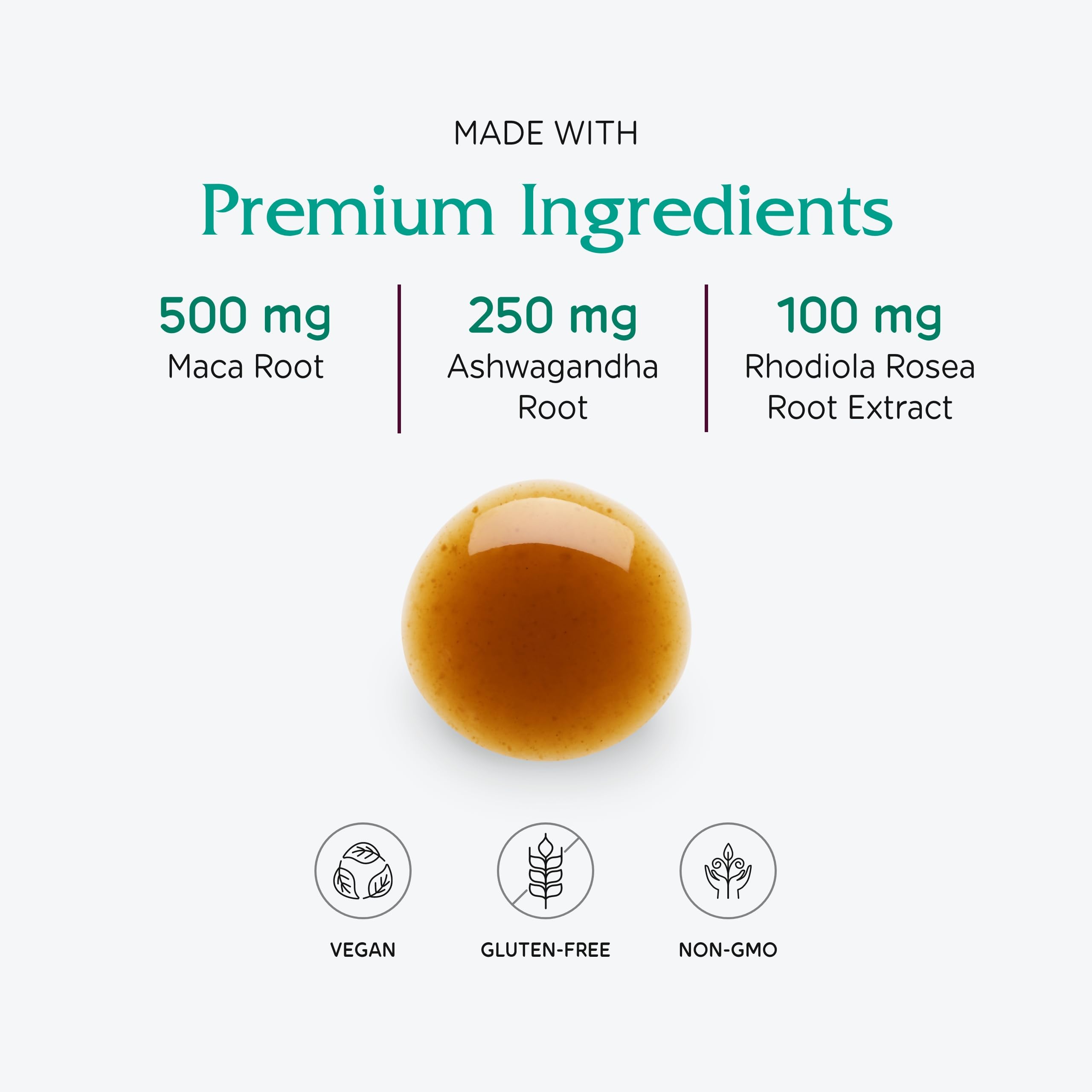 Raíces de maca en la fórmula para energía sostenida.