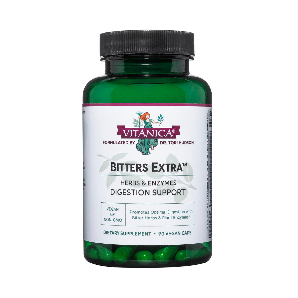 Vitanica Bitters Extra, botella de vidrio con etiqueta clara para apoyo digestivo suave