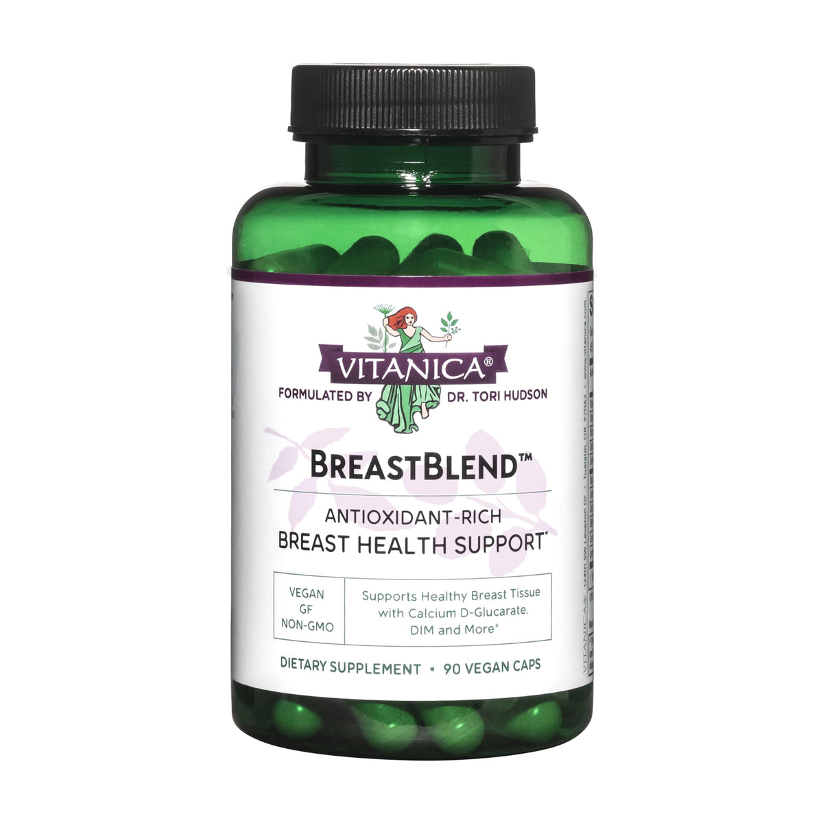 Vitanica BreastBlend cápsulas veganas, apoyo diario para la salud mamaria.