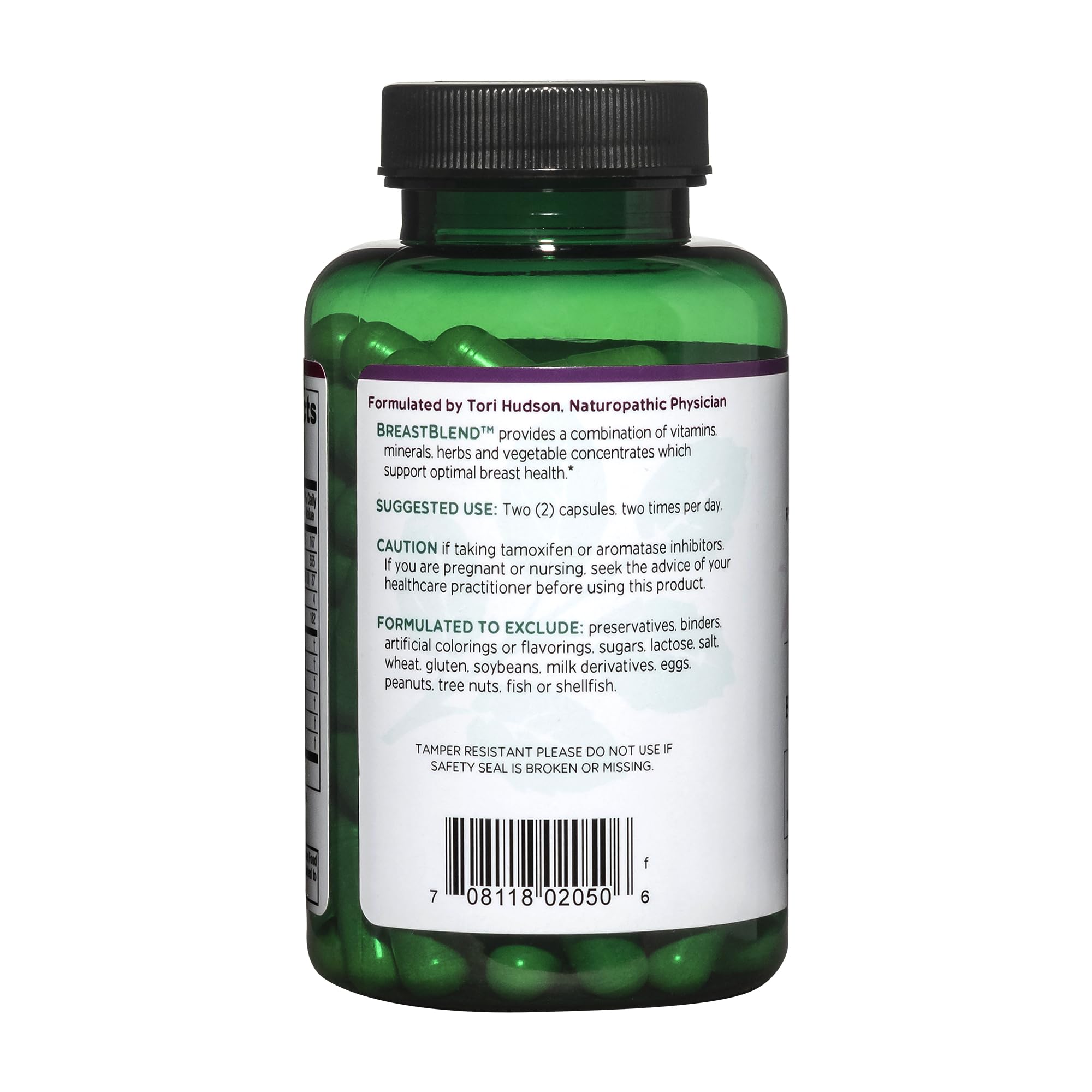Vitanica BreastBlend ingredientes herbales visibles, combinación natural para bienestar femenino.