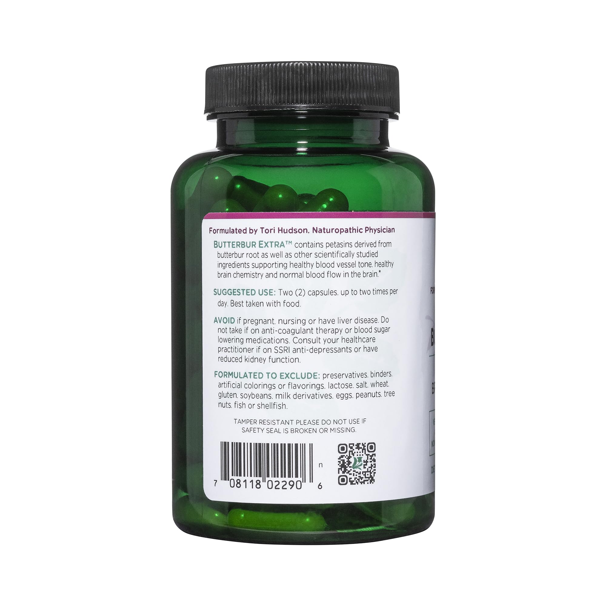 Vitanica Butterbur Extra: etiqueta frontal destaca ingredientes naturales.