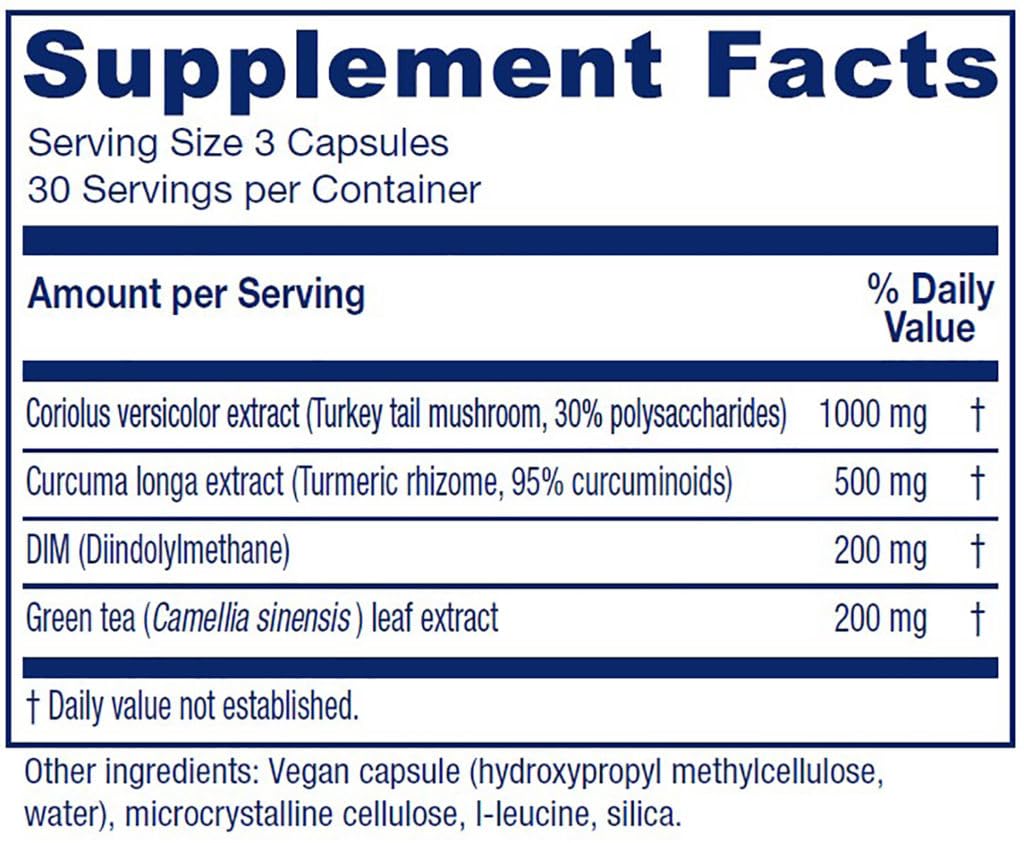 Capsulas Vitanica CCDG Blend: formato fácil de tragar para uso diario inmunitario.