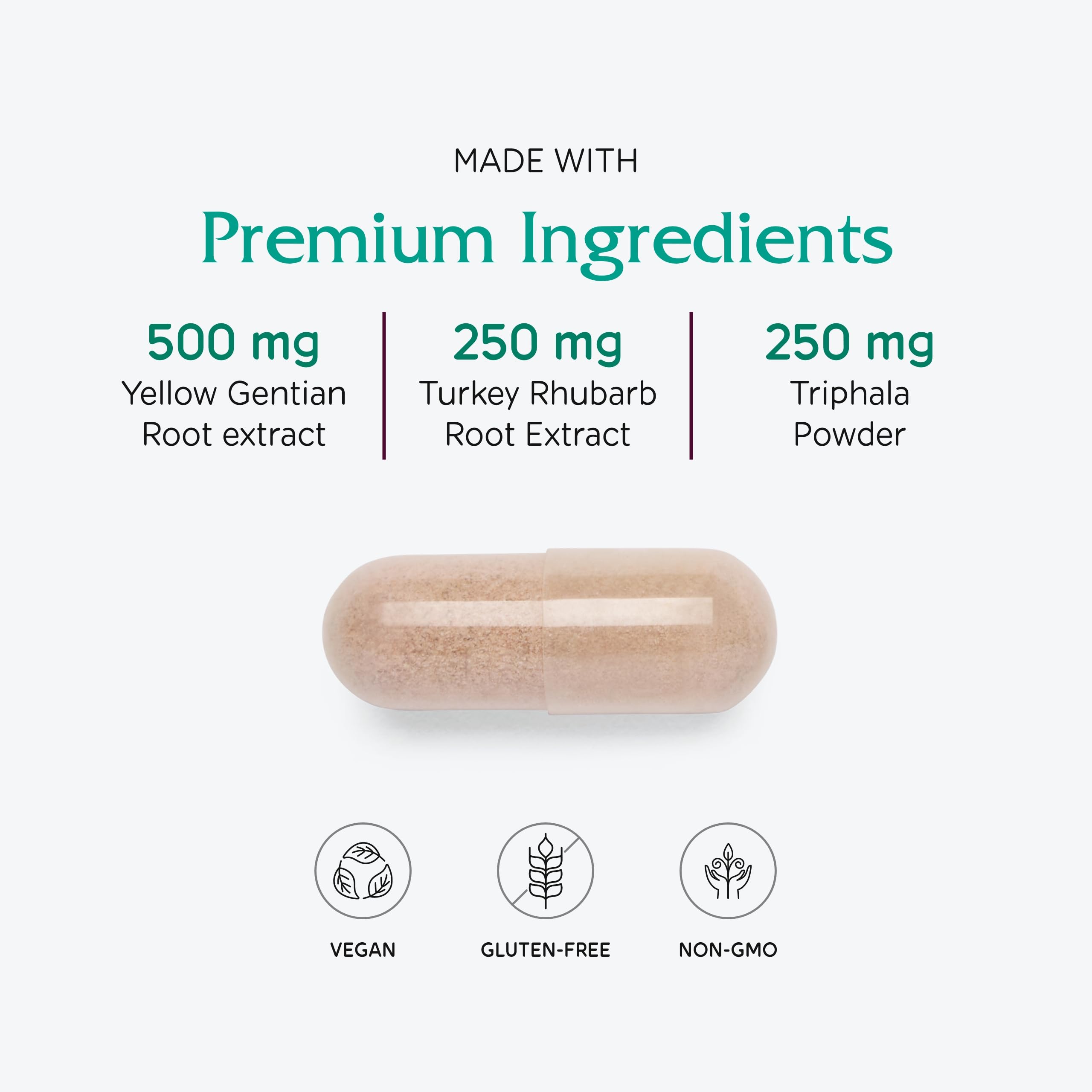 Vitanica Colon Motility Blend, cápsulas en mano, opción vegana para cuidado digestivo diario.
