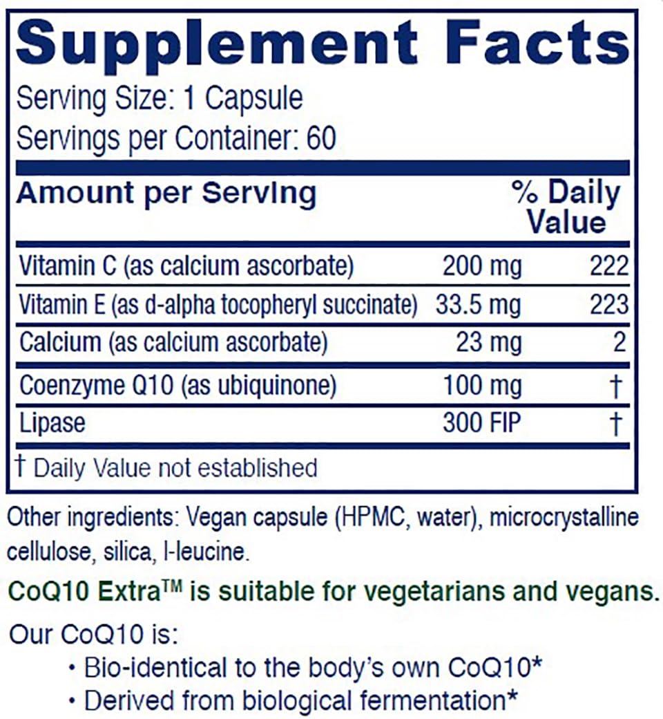 Vitanica CoQ10 Extra etiqueta frontal con información de origen natural