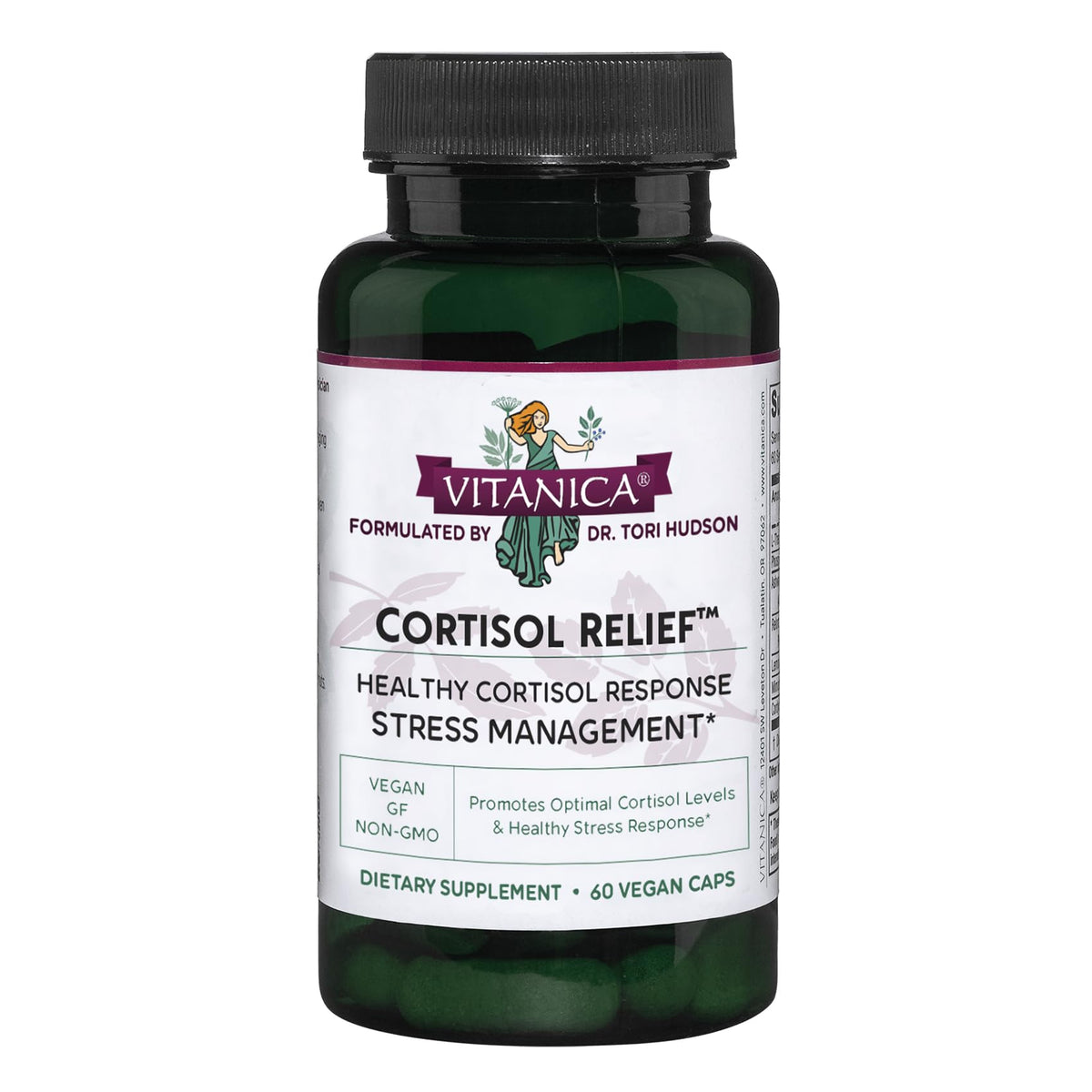 Vitanica Cortisol Relief: botella visible para apoyo nocturno suave