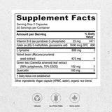 Cápsulas de Vitanica Dopamina Assist en primer plano, fuente natural de L-DOPA para equilibrio emocional.