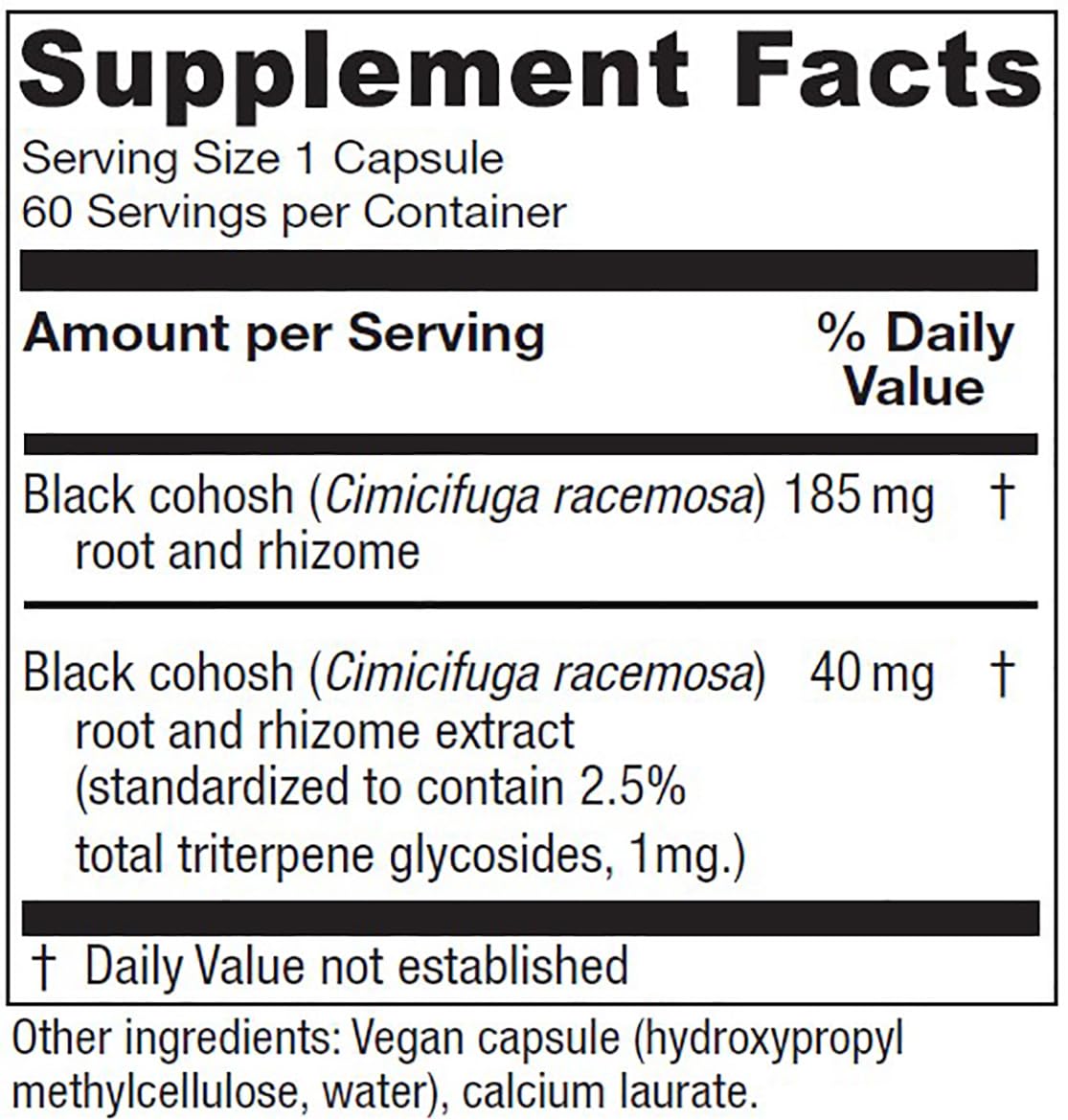 Extracto estandarizado de Cimicífuga 40 mg de Vitanica en cápsulas.