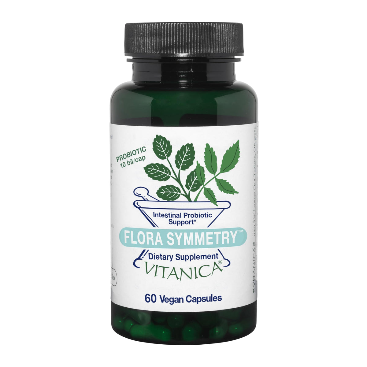 Vitanica Flora Symmetry, envase dos meses para apoyo intestinal diario.