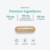 Vitanica GABA Ease: etiqueta con detalle de ingredientes calmantes.