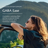 Etiqueta de GABA Ease con lista de ingredientes para apoyo nervioso.