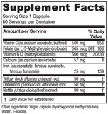 Vitanica Iron Extra, etiqueta con ingredientes clave para absorción