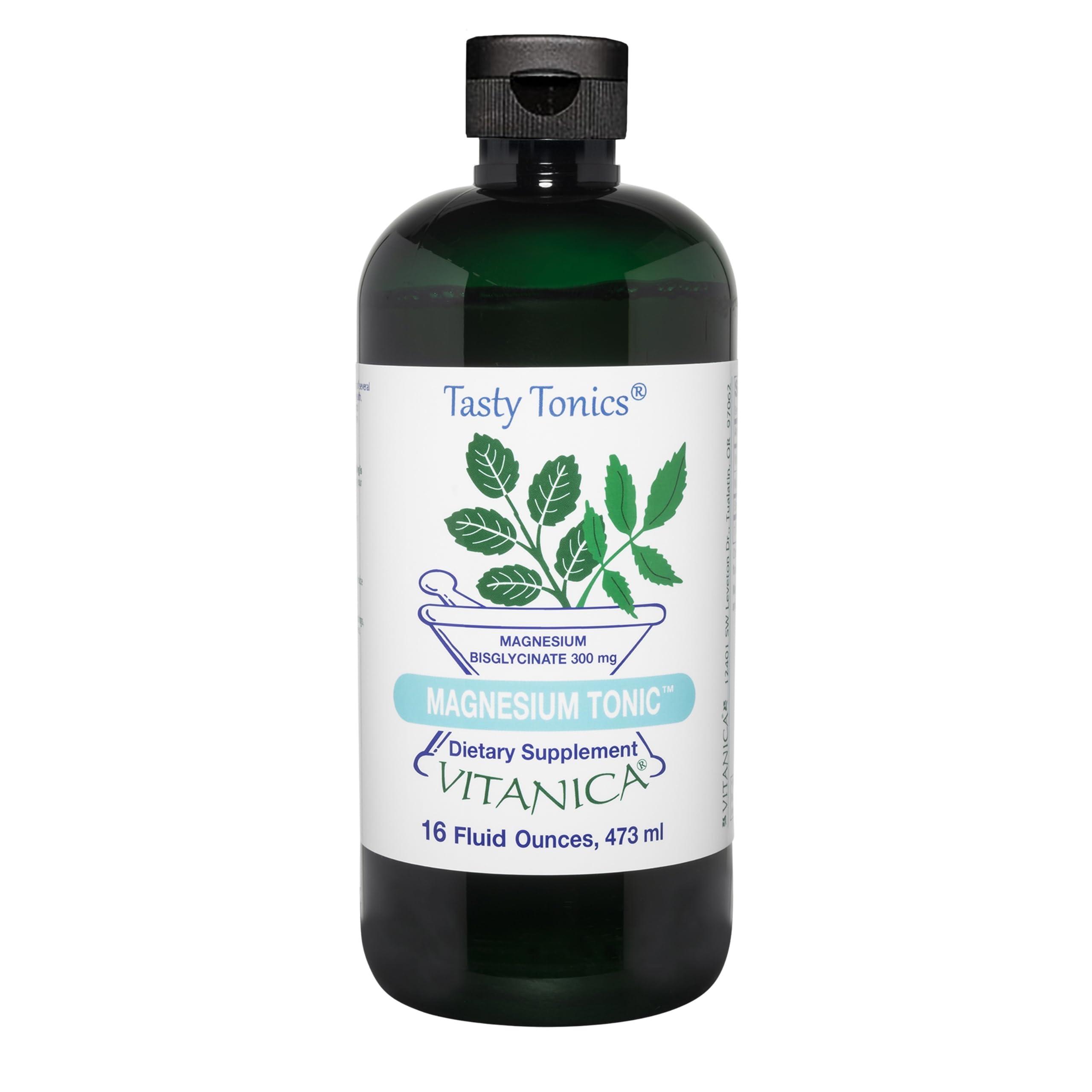 Vitanica Magnesium Tónico botella visible, apoyo muscular y calma suave.