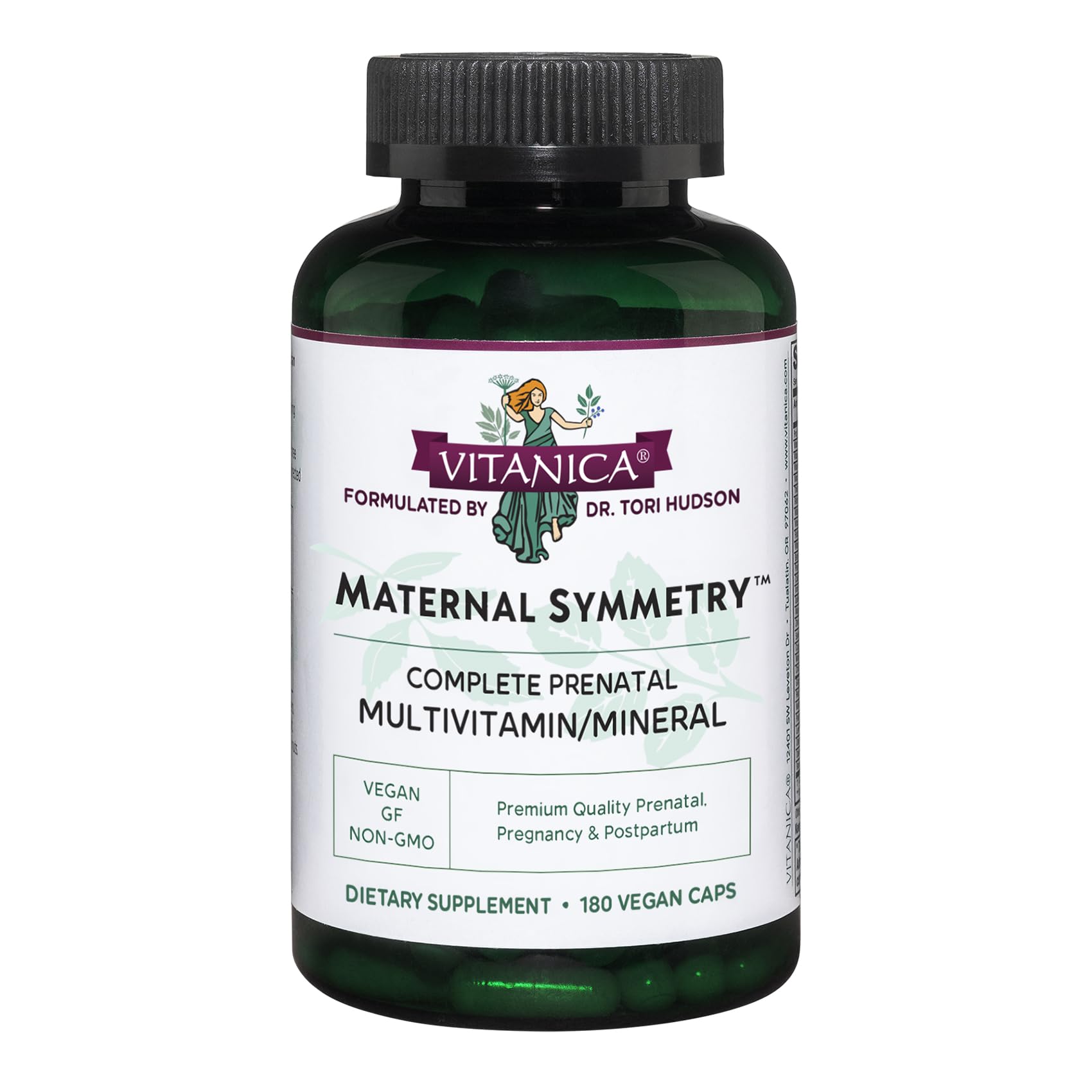 Botella de Vitanica Maternal Symmetry para nutrición durante el embarazo.