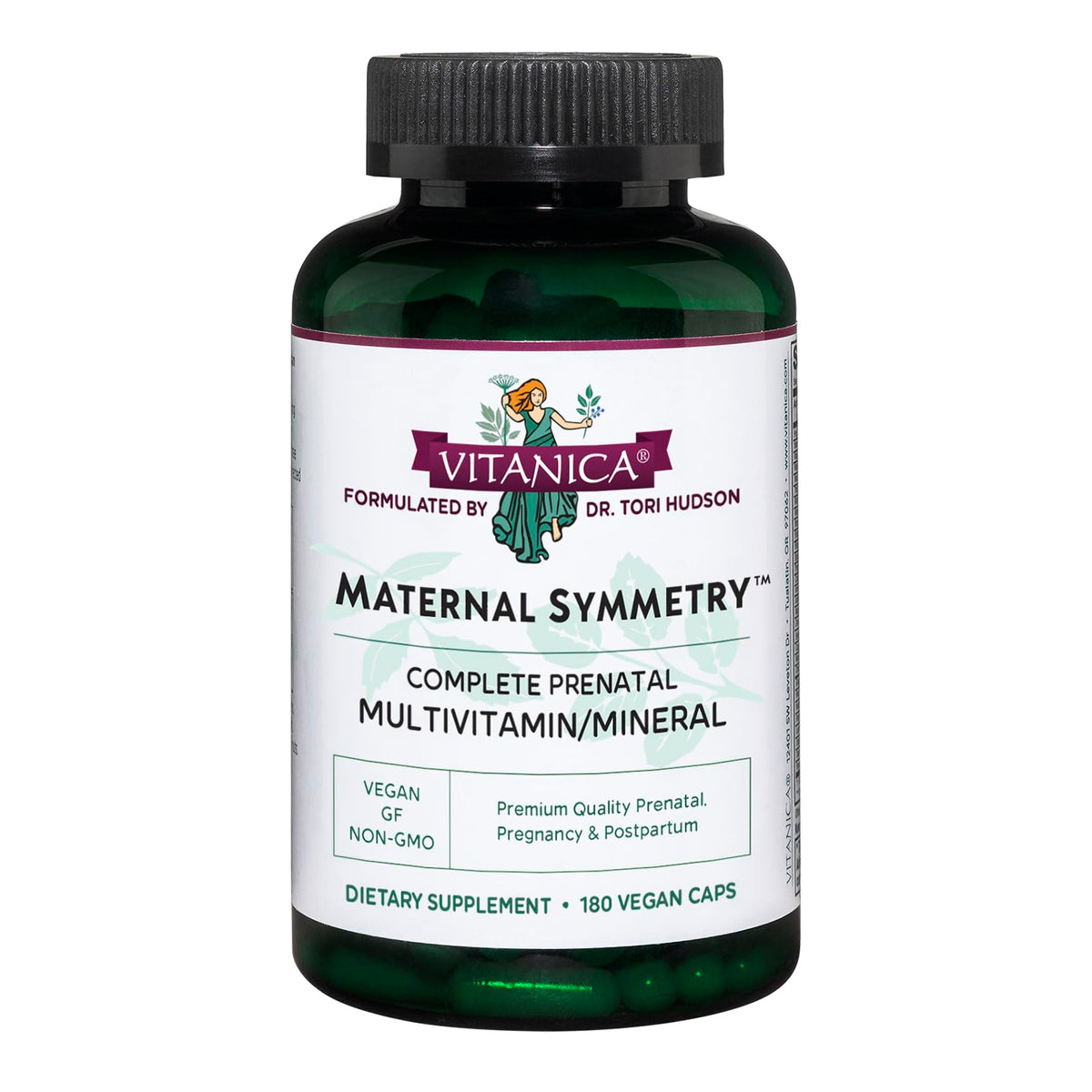 Botella de Vitanica Maternal Symmetry para nutrición durante el embarazo.