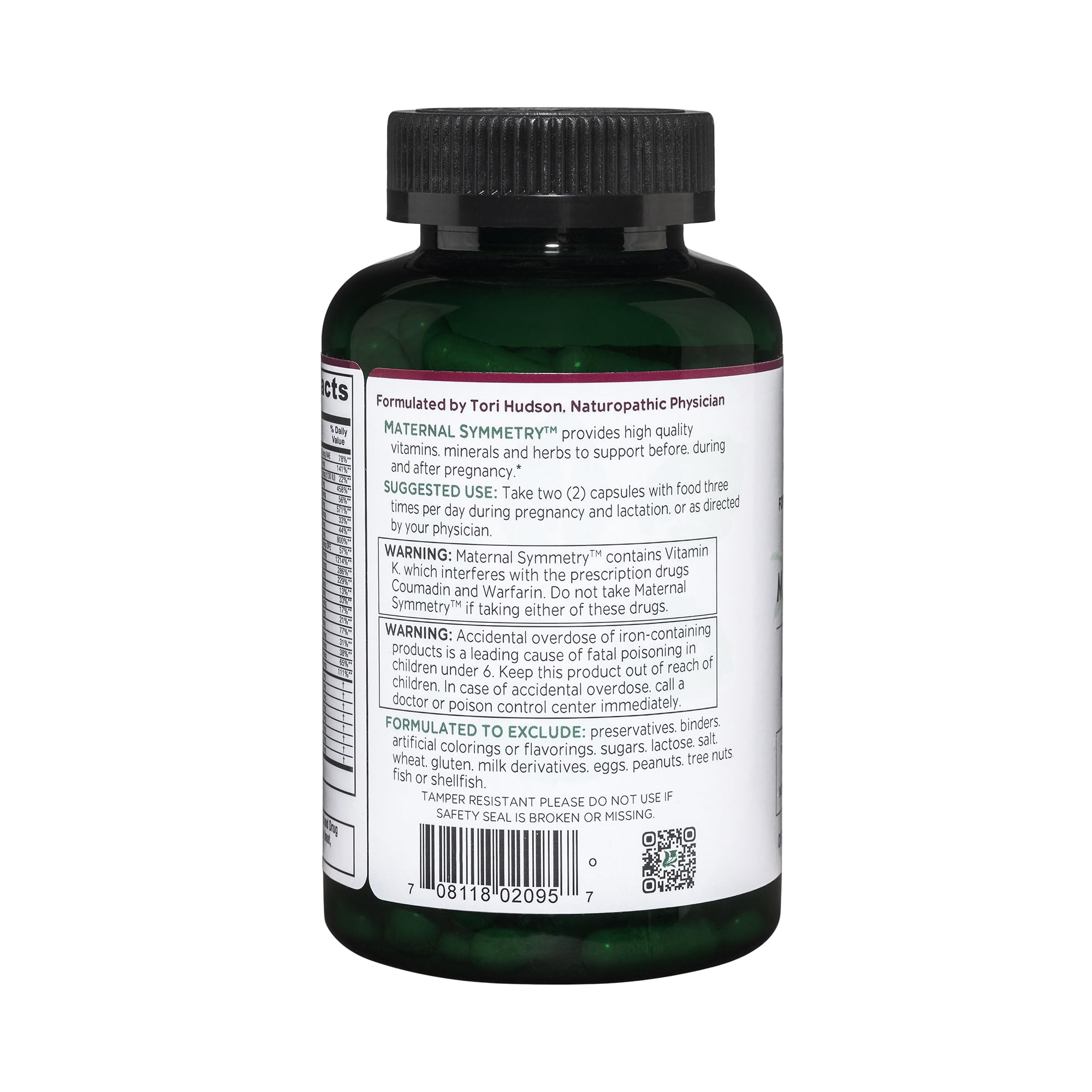 Etiqueta vegana de Vitanica Maternal Symmetry, apta para veganos.