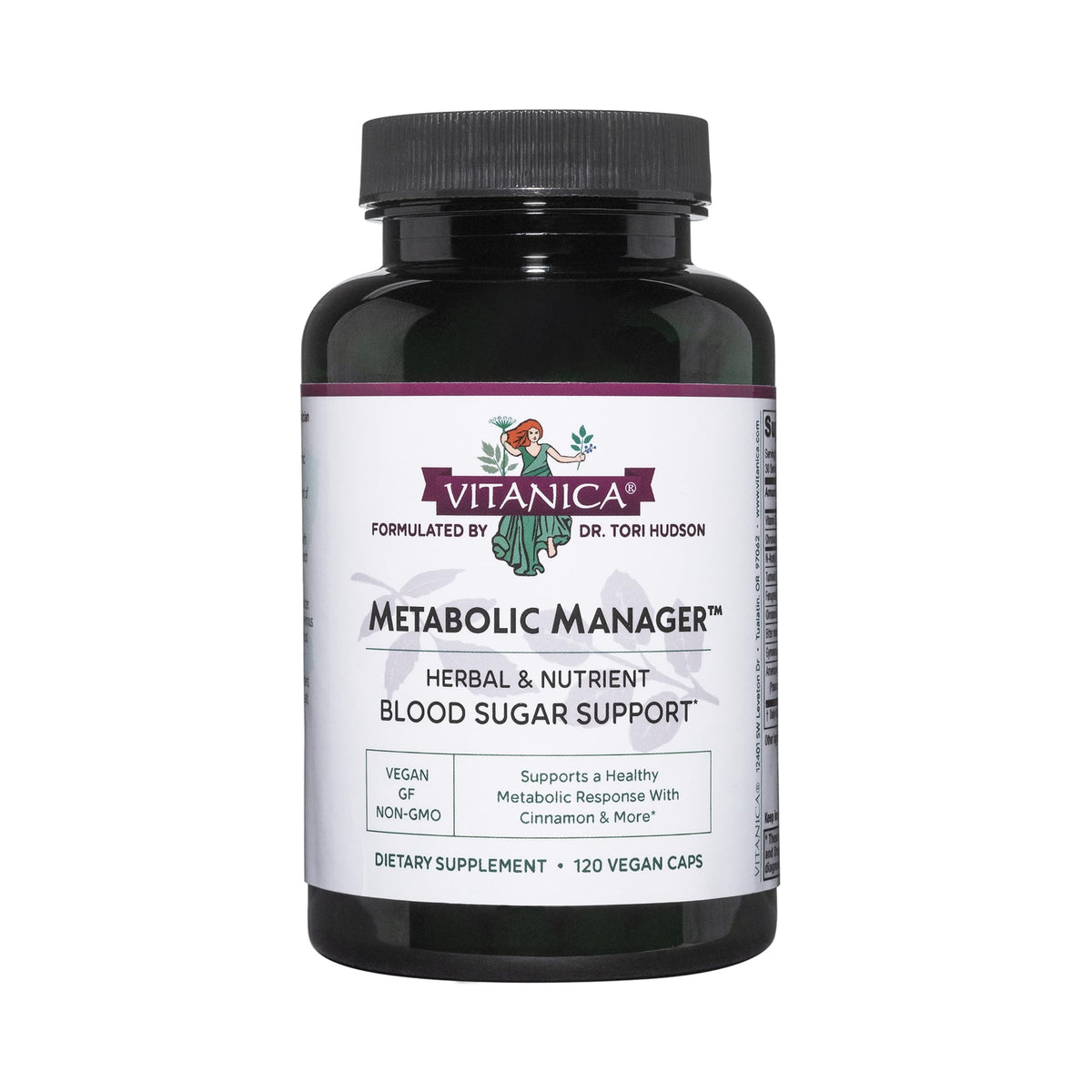 Vitanica Metabolic Manager, botella frontal, posible apoyo antioxidante diario para la energía diaria