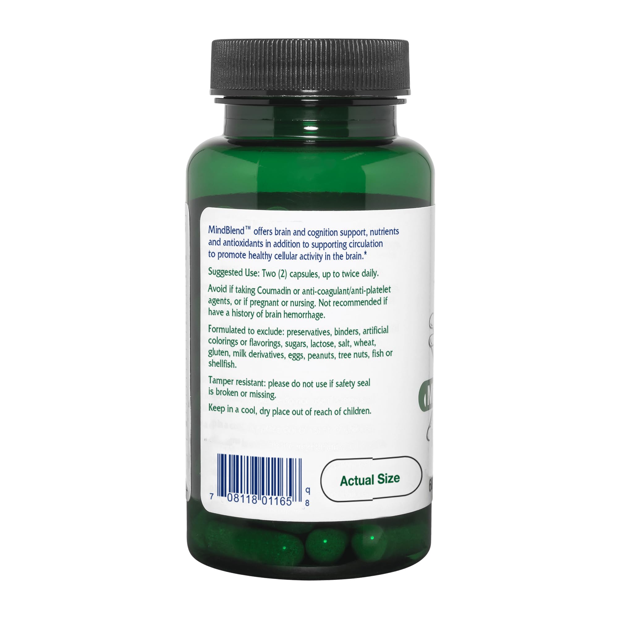 Mezcla herbal MindBlend, ingredientes vegetales para apoyo cognitivo potencial.