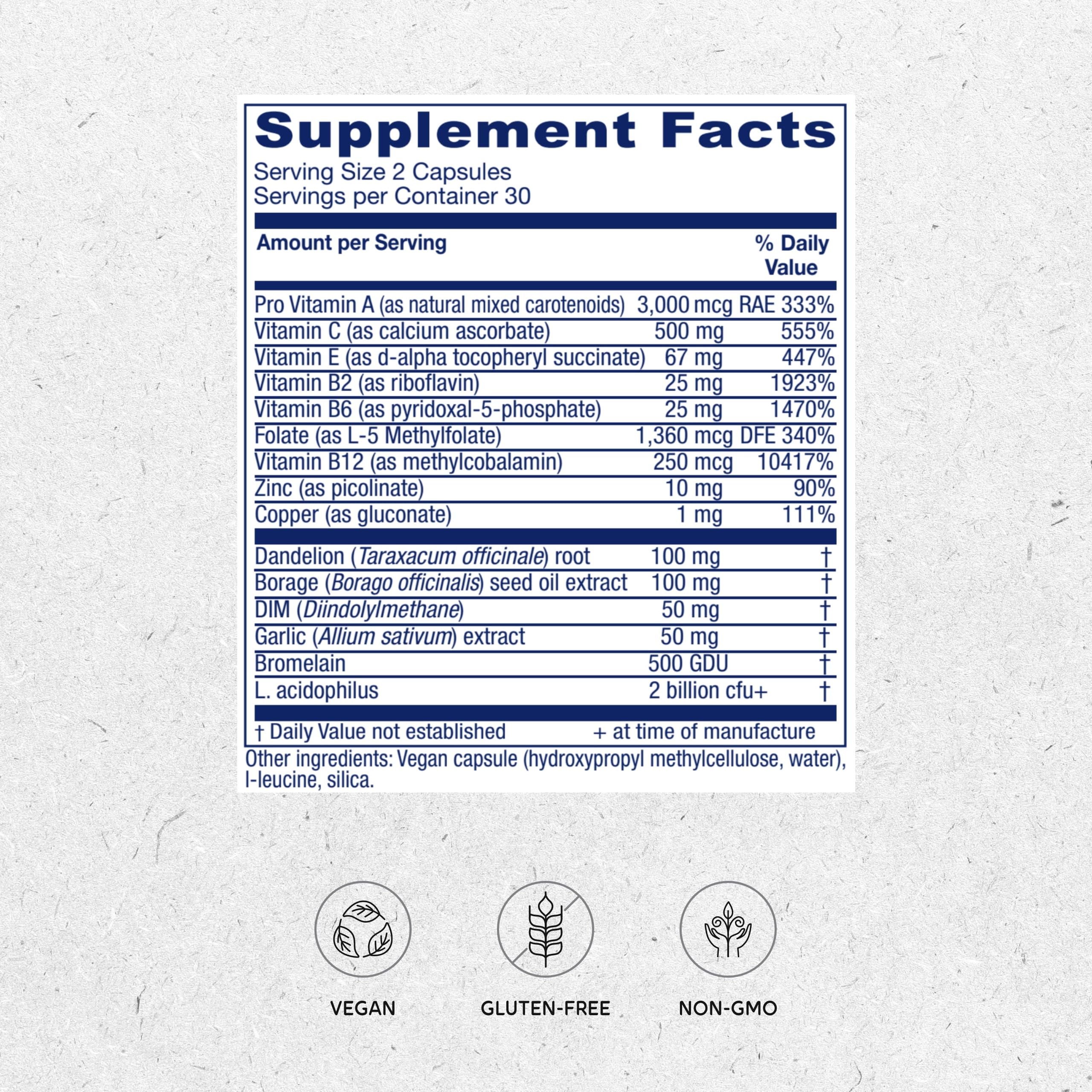 Tabletas Vitanica OC Companion con nutrientes clave para metabolismo hormonal equilibrado