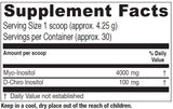 Vitanica Optinositol, etiqueta detallada, claridad sobre la mezcla de Myo-Inositol y D-Chiro-Inositol.