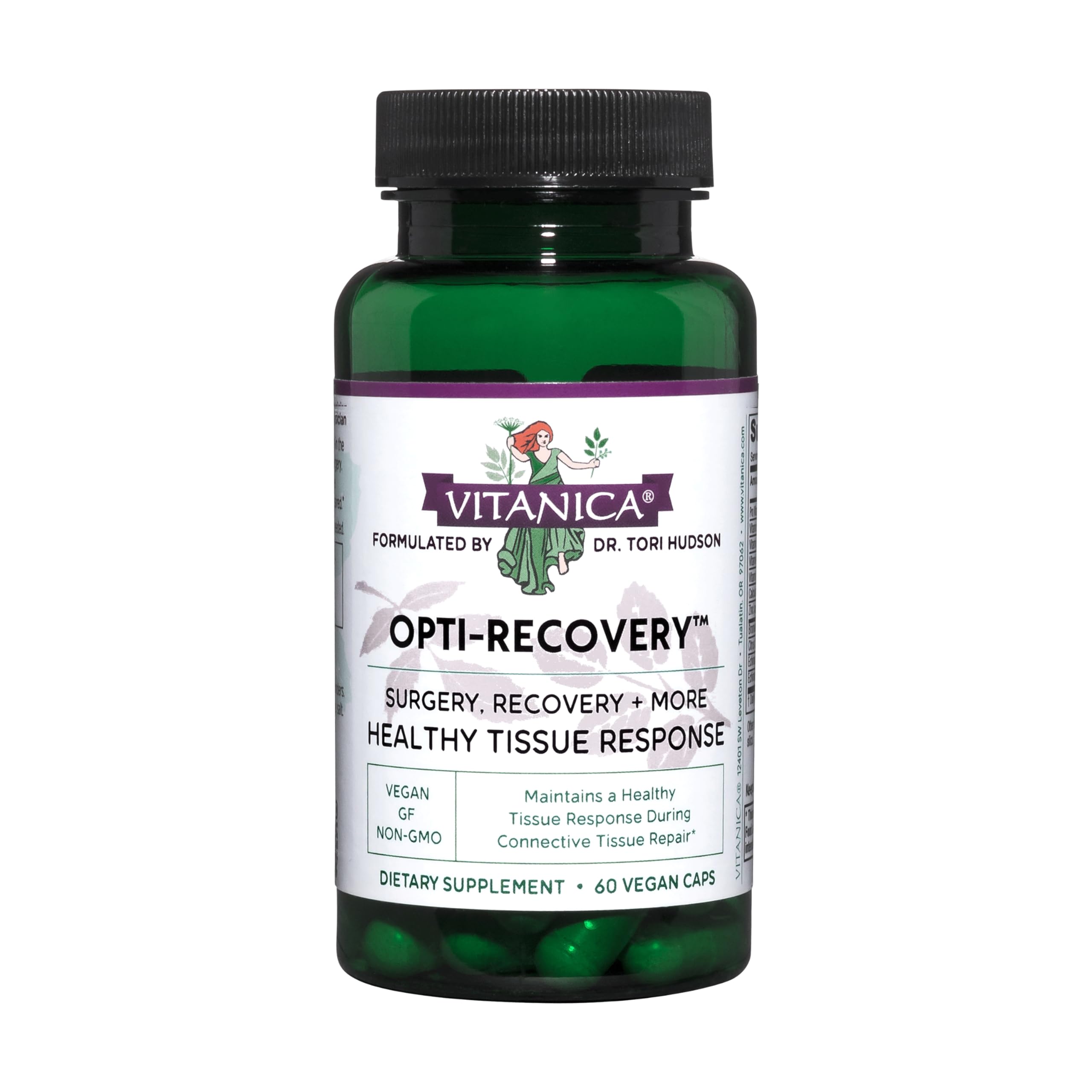 Envase de Vitanica Opti-Recovery, práctico para cuidado posquirúrgico.