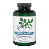 Vitanica OsteoBlend, botella con cápsulas, apoya potencialmente la salud ósea diaria.