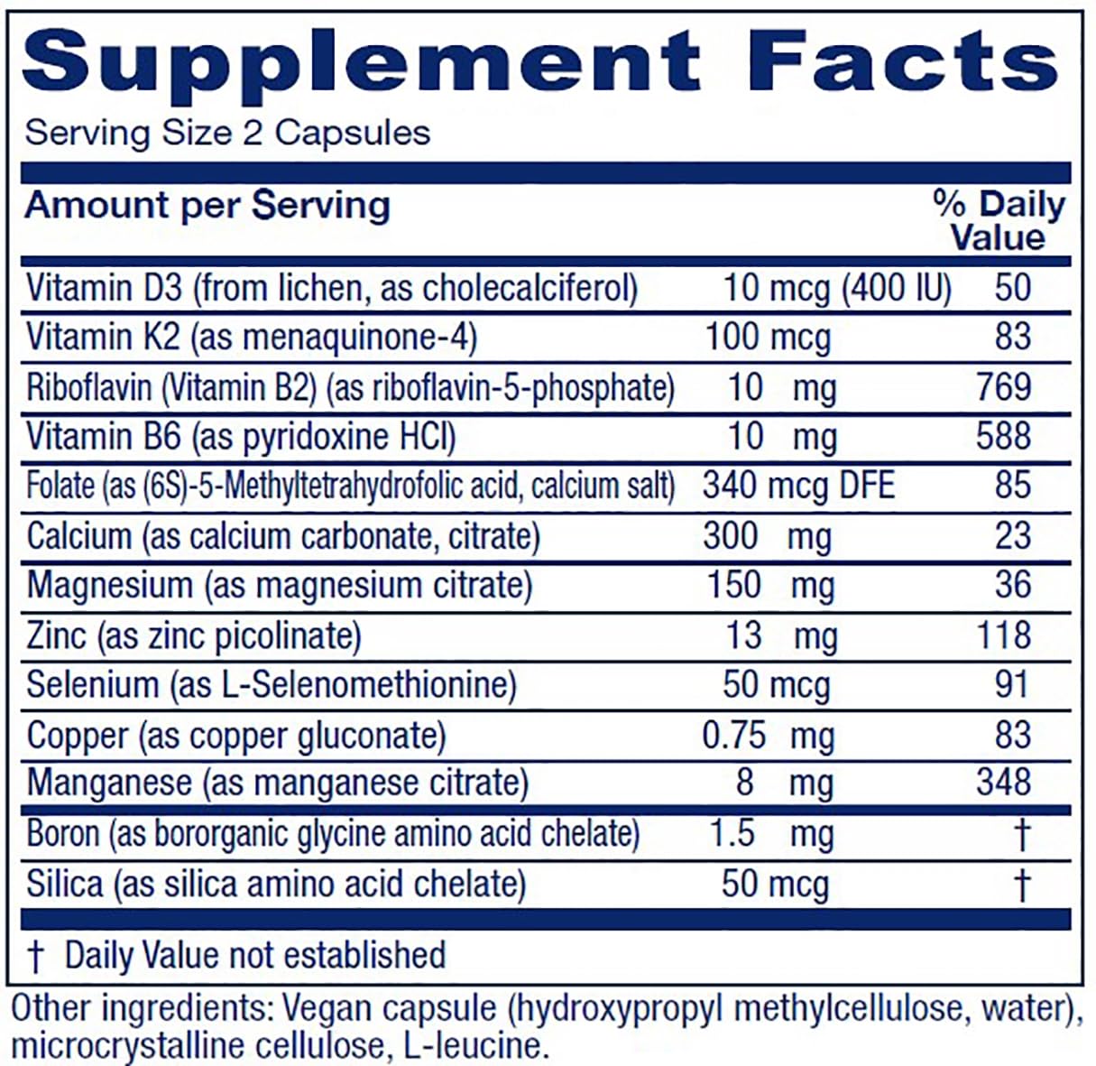 Vitanica OsteoBlend, cápsulas, formulación vegana para soporte de densidad ósea.