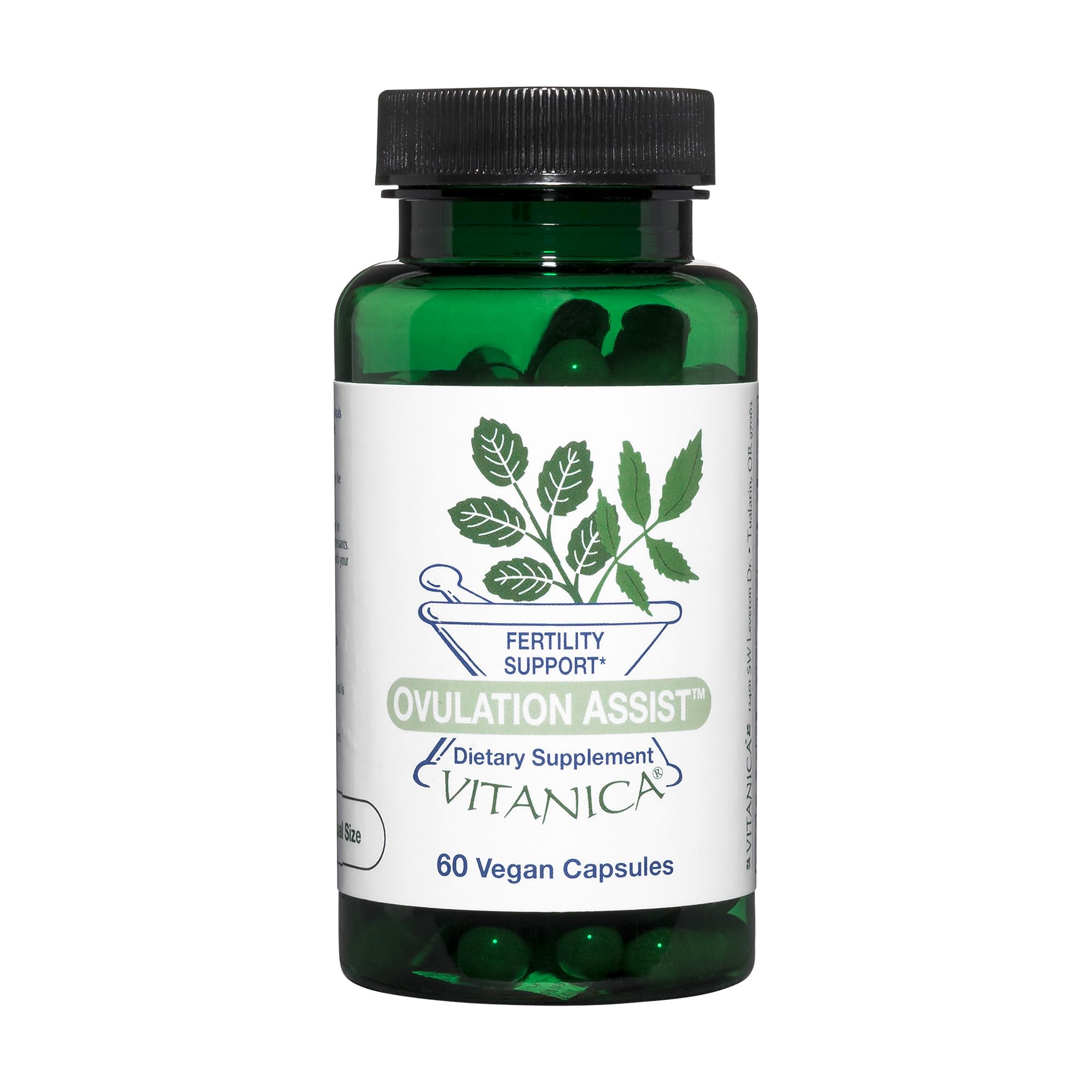 Vitanica Ovulation Assist: botella frontal para uso diario y compra fácil.