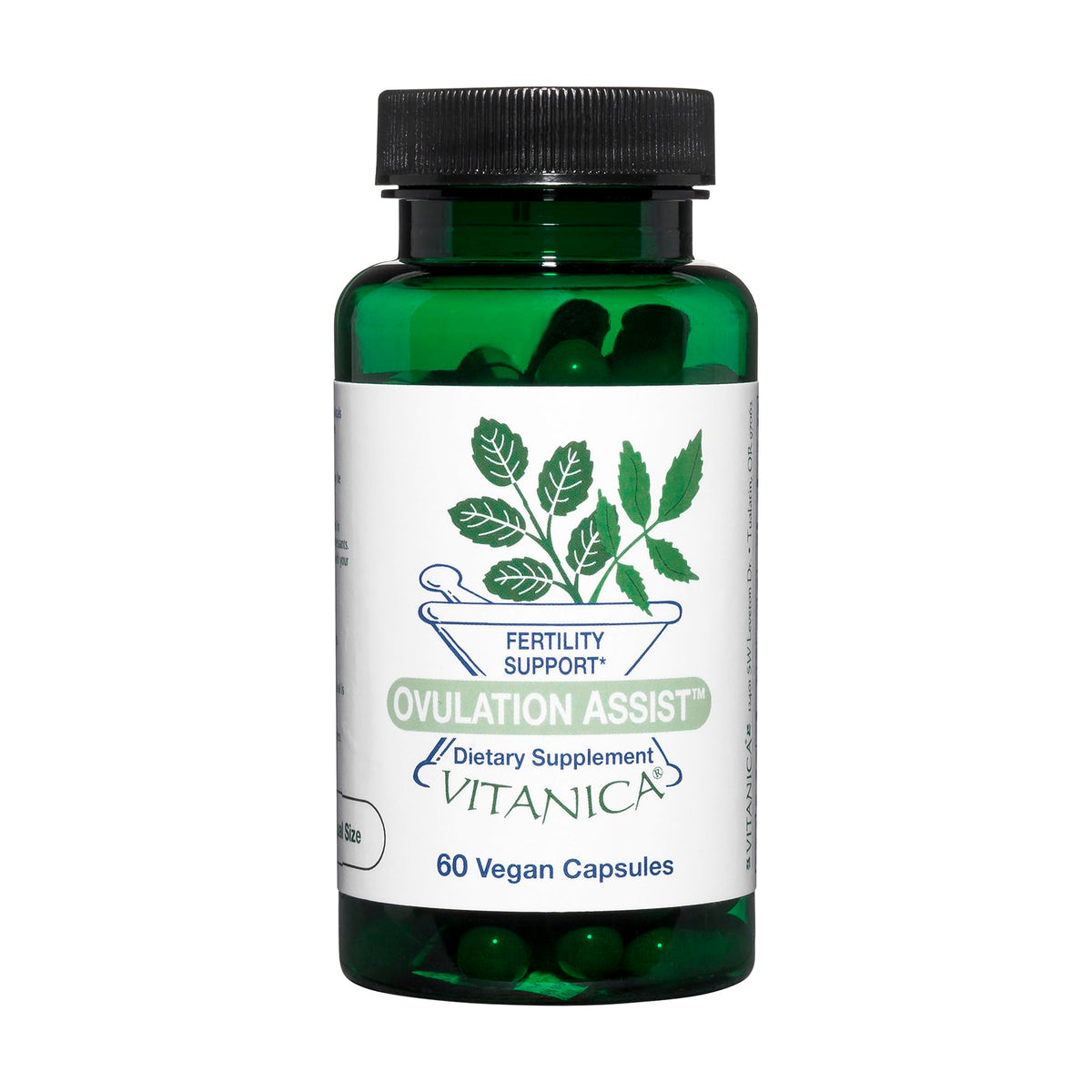 Vitanica Ovulation Assist: botella frontal para uso diario y compra fácil.