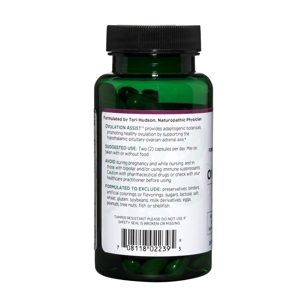 Vitanica Ovulation Assist etiqueta frontal con información de ingredientes herbales