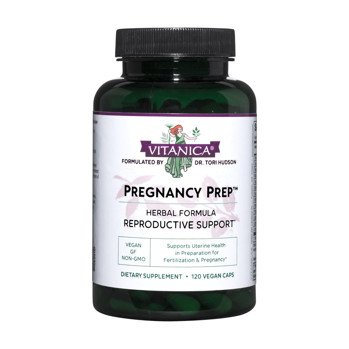 Vitanica Pregnancy Prep: cápsulas veganas para apoyar la ovulación regular y el tono uterino.