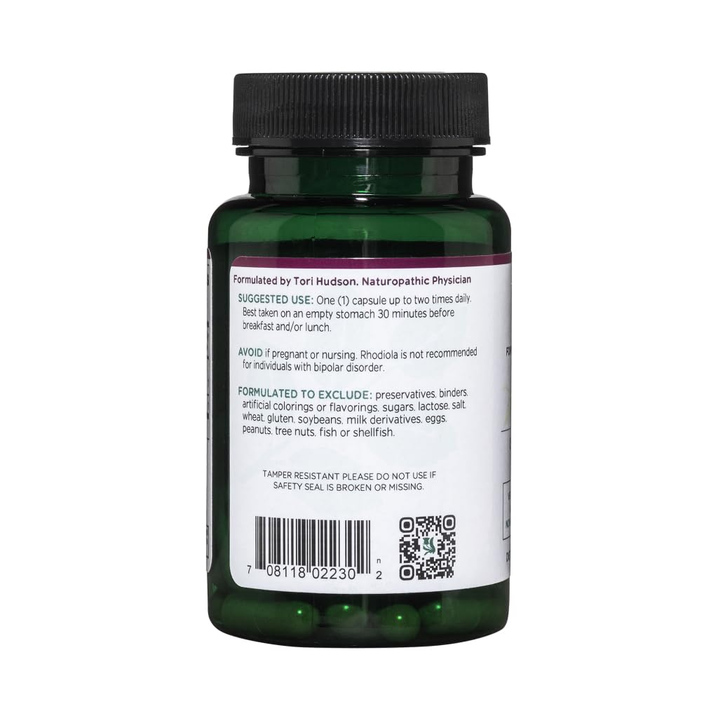 Cápsulas veganas Vitanica Rhodiola para energía diaria y claridad