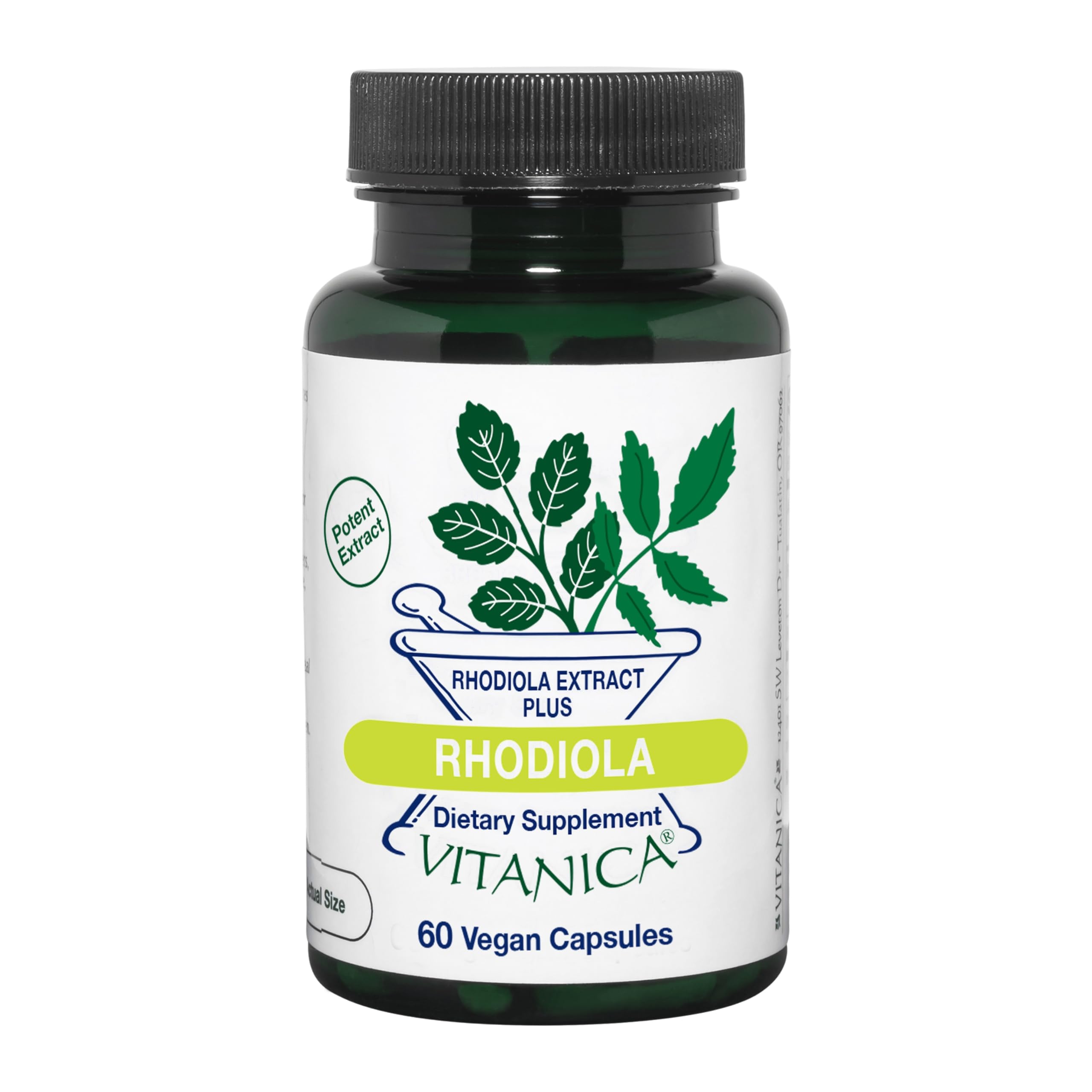 Vitanica Rhodiola extracto 200 mg en botella, energía sostenida para el día
