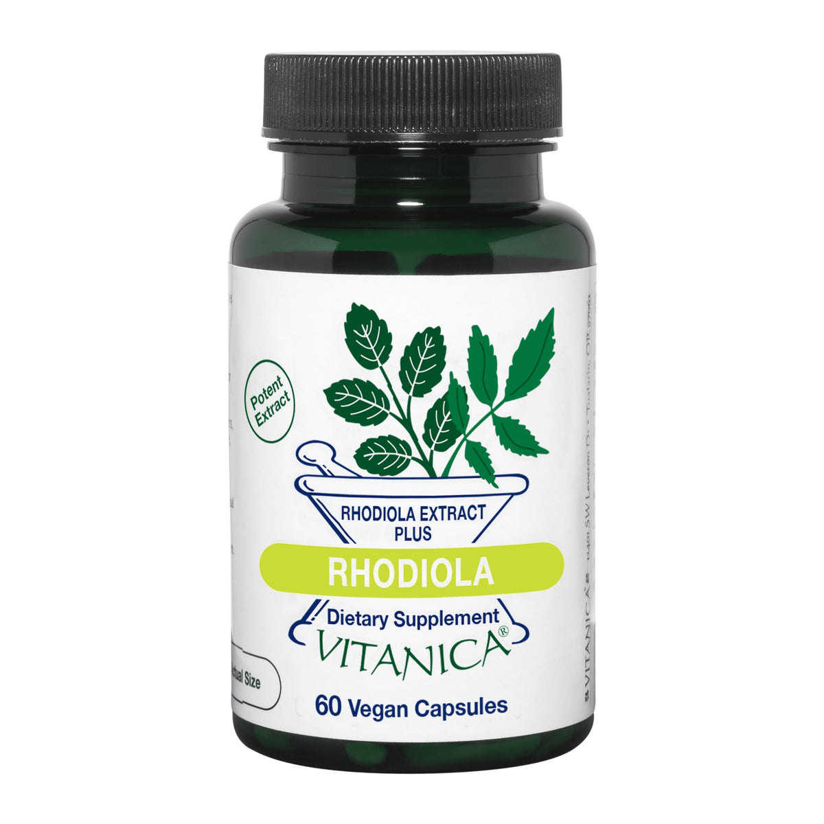 Vitanica Rhodiola extracto 200 mg en botella, energía sostenida para el día
