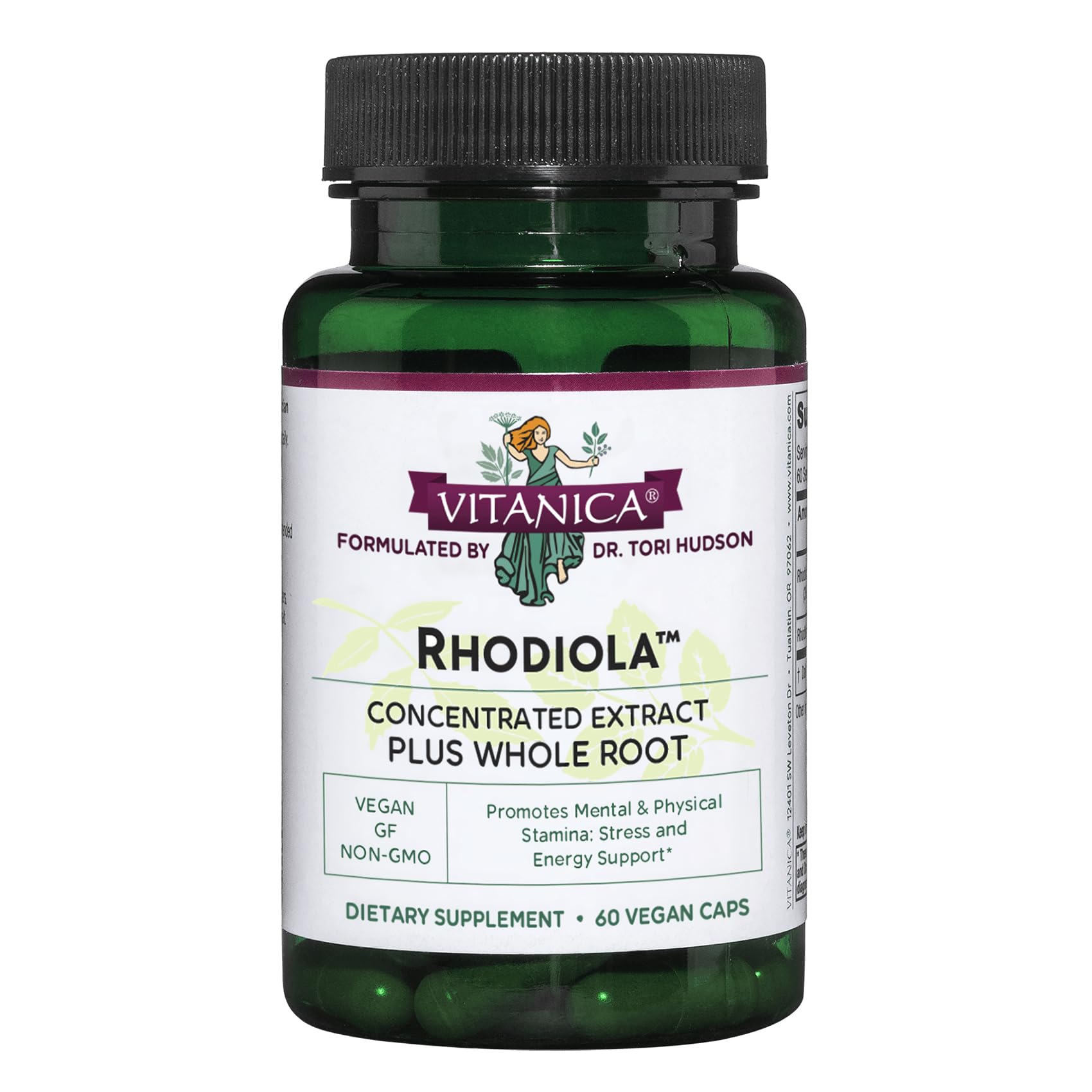 Vitanica Rhodiola extracto 200 mg en frasco para manejo del estrés