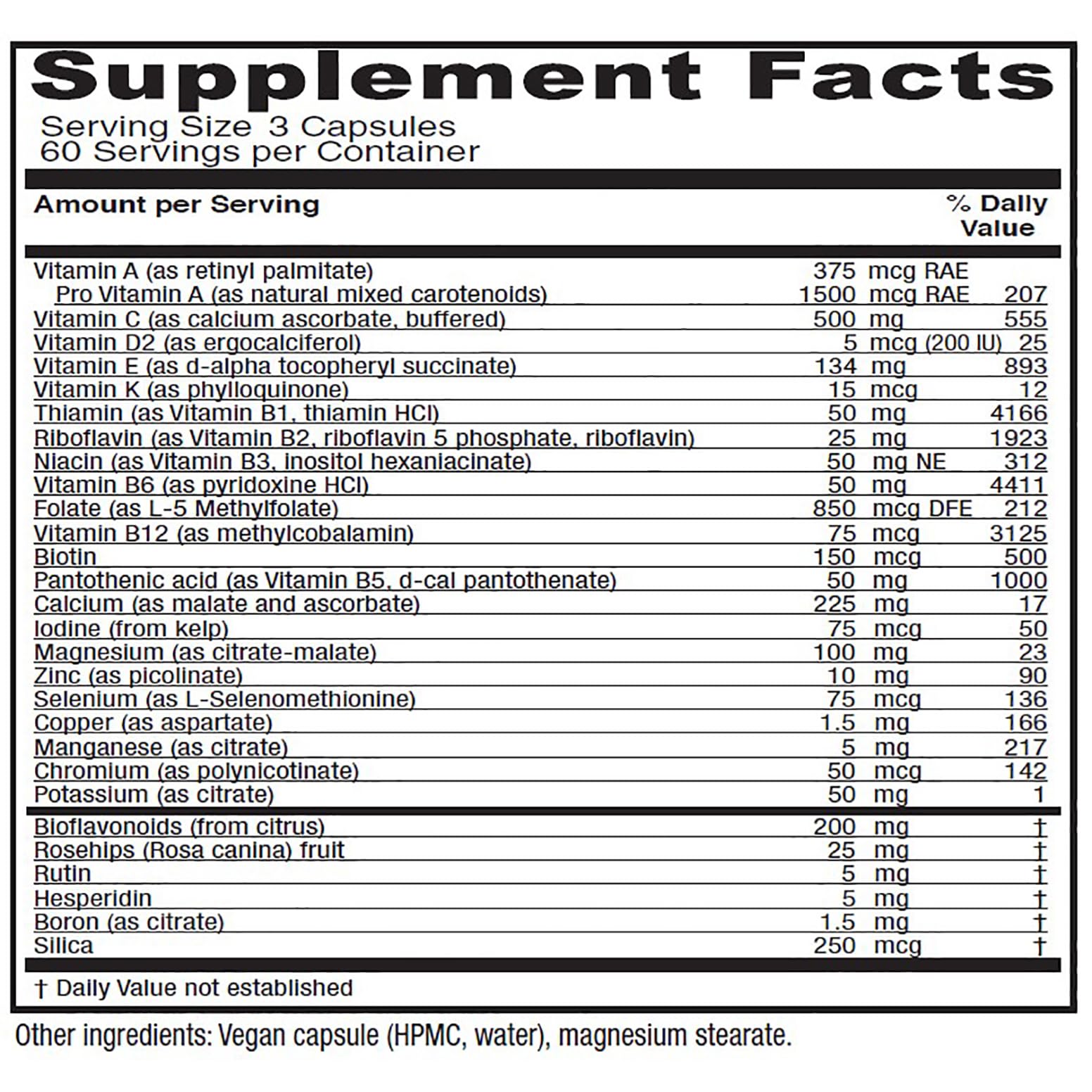 Vitanica Simetría Mujer, etiqueta nutricional destaca vitaminas para energía diaria.