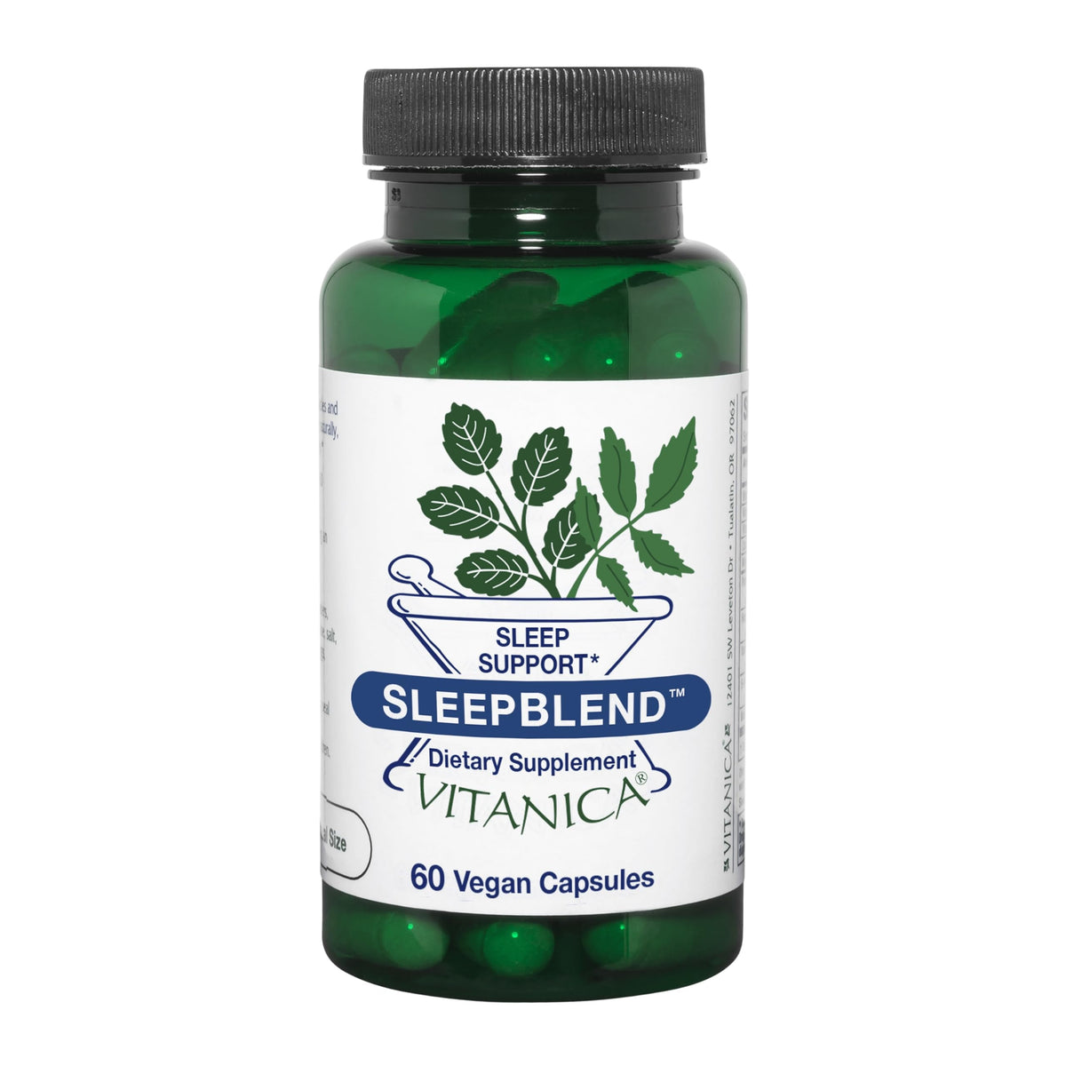 Vitanica Sleepblend botella, descanso suave gracias a su fórmula no adictiva